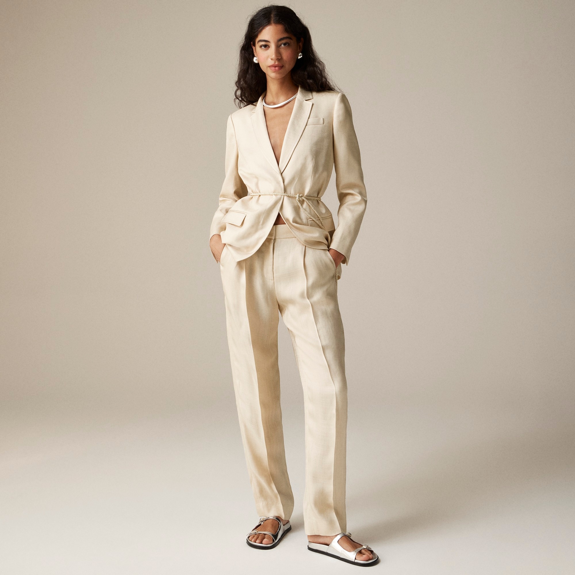 j.crew: tapered essential pant in glossy twill for women
