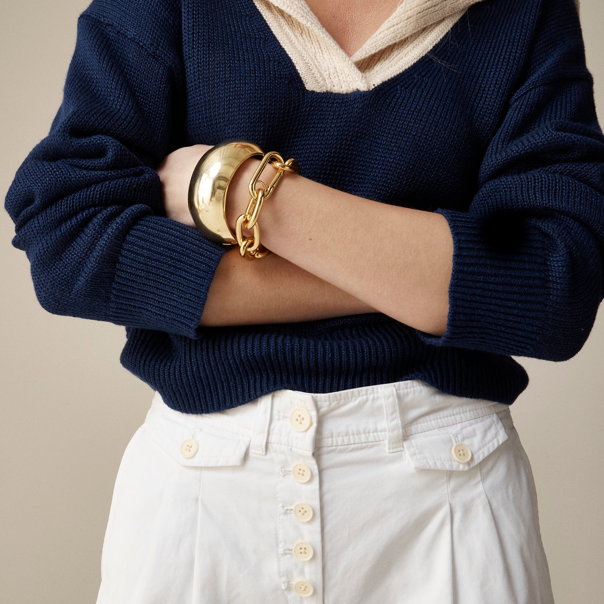 Pleated button-front pant in chino