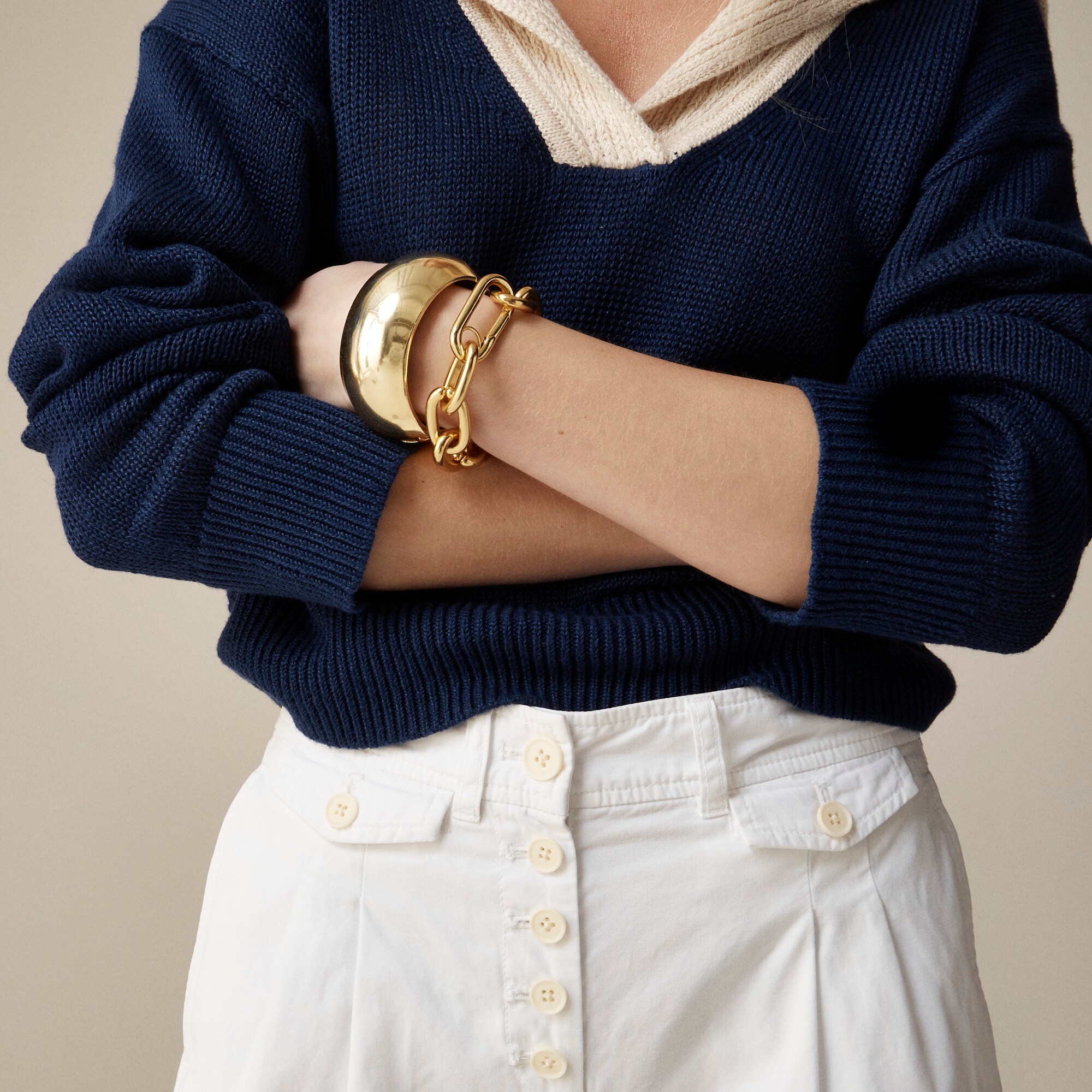 Pleated button-front pant in chino