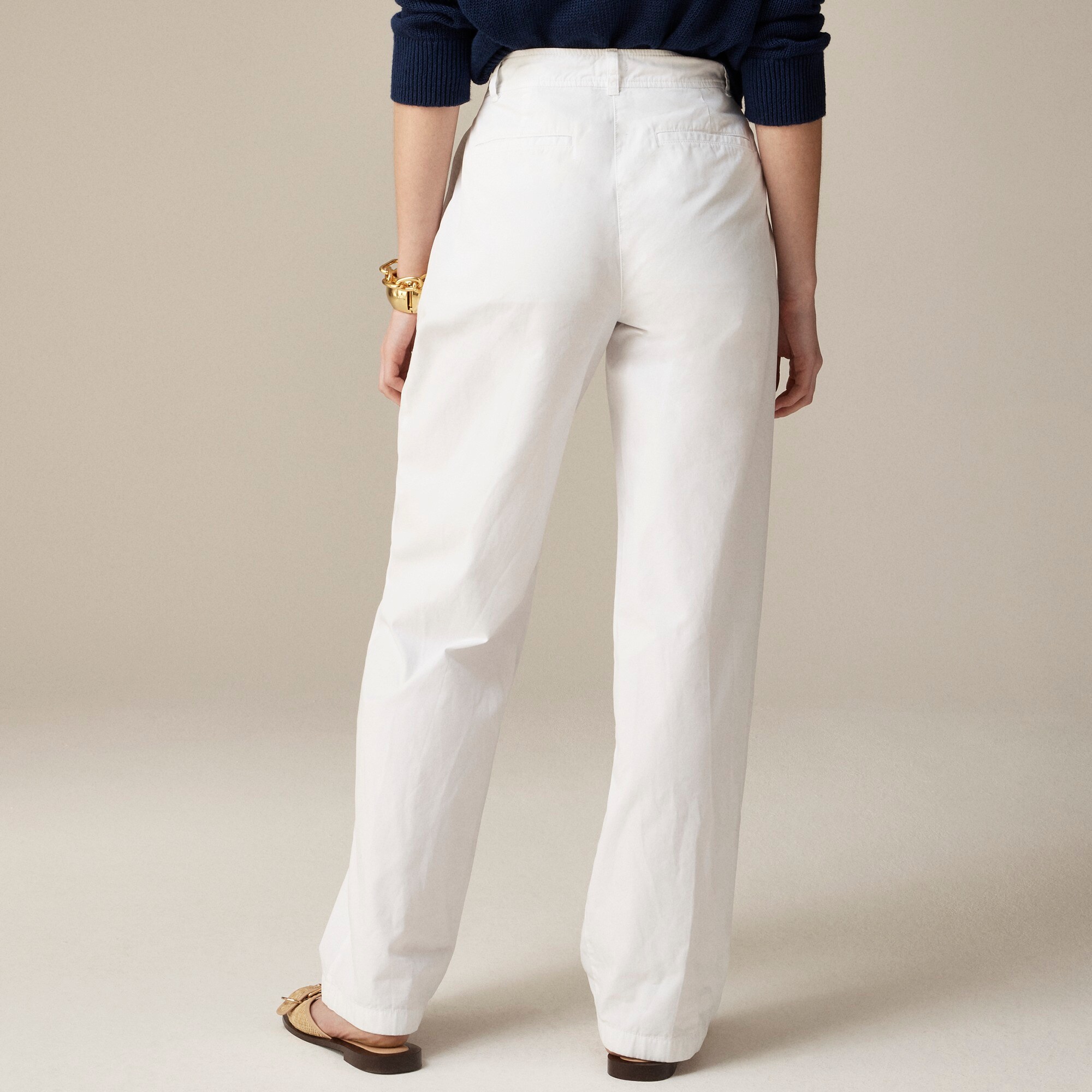Pleated button-front pant in chino