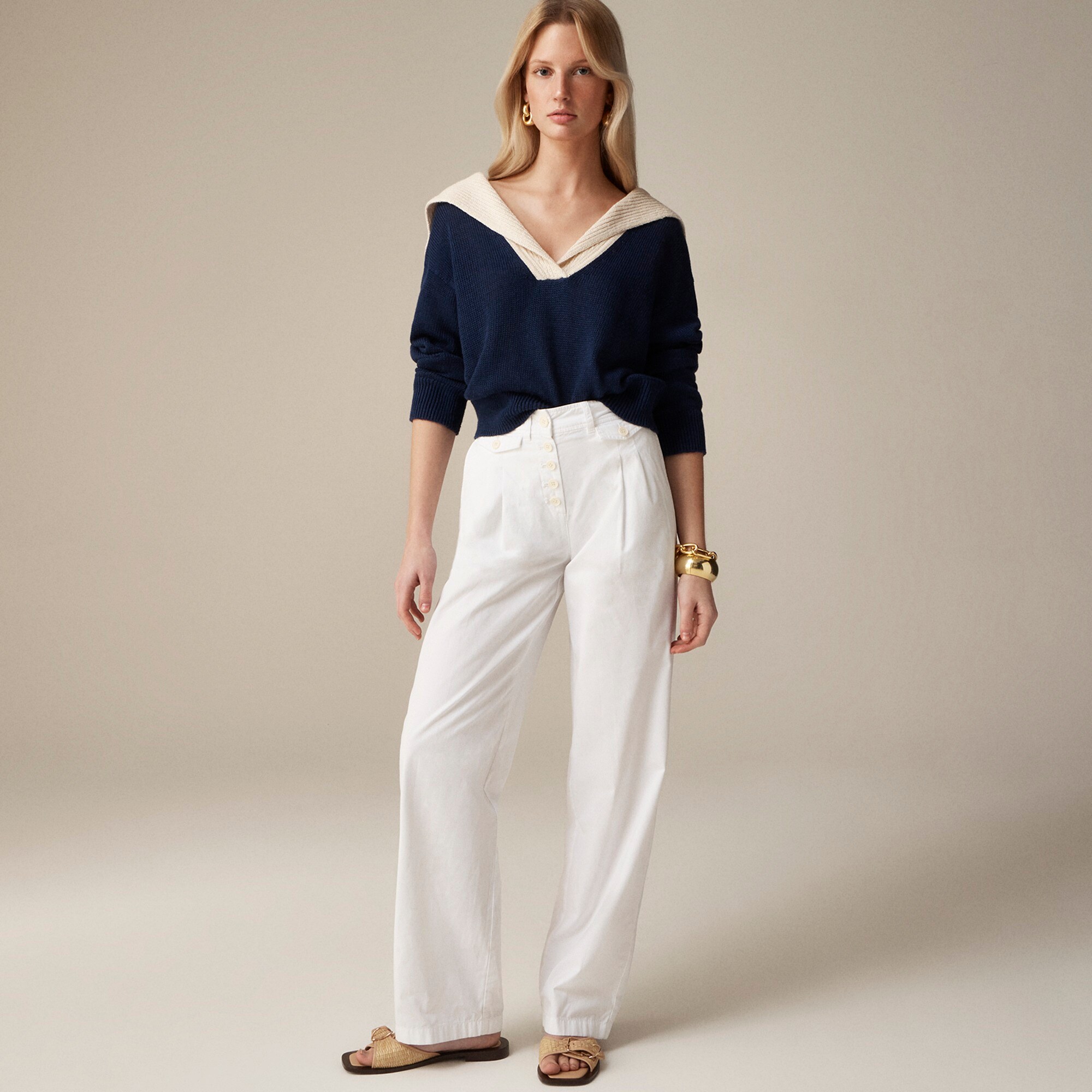 Pleated button-front pant in chino