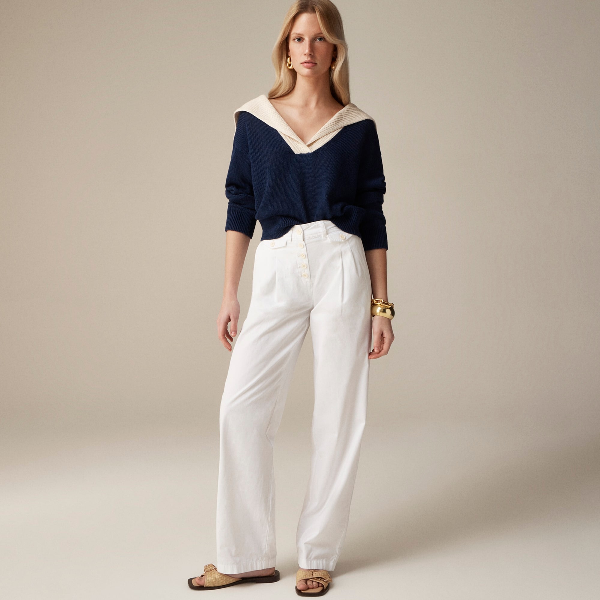 j.crew: pleated button-front pant in chino for women