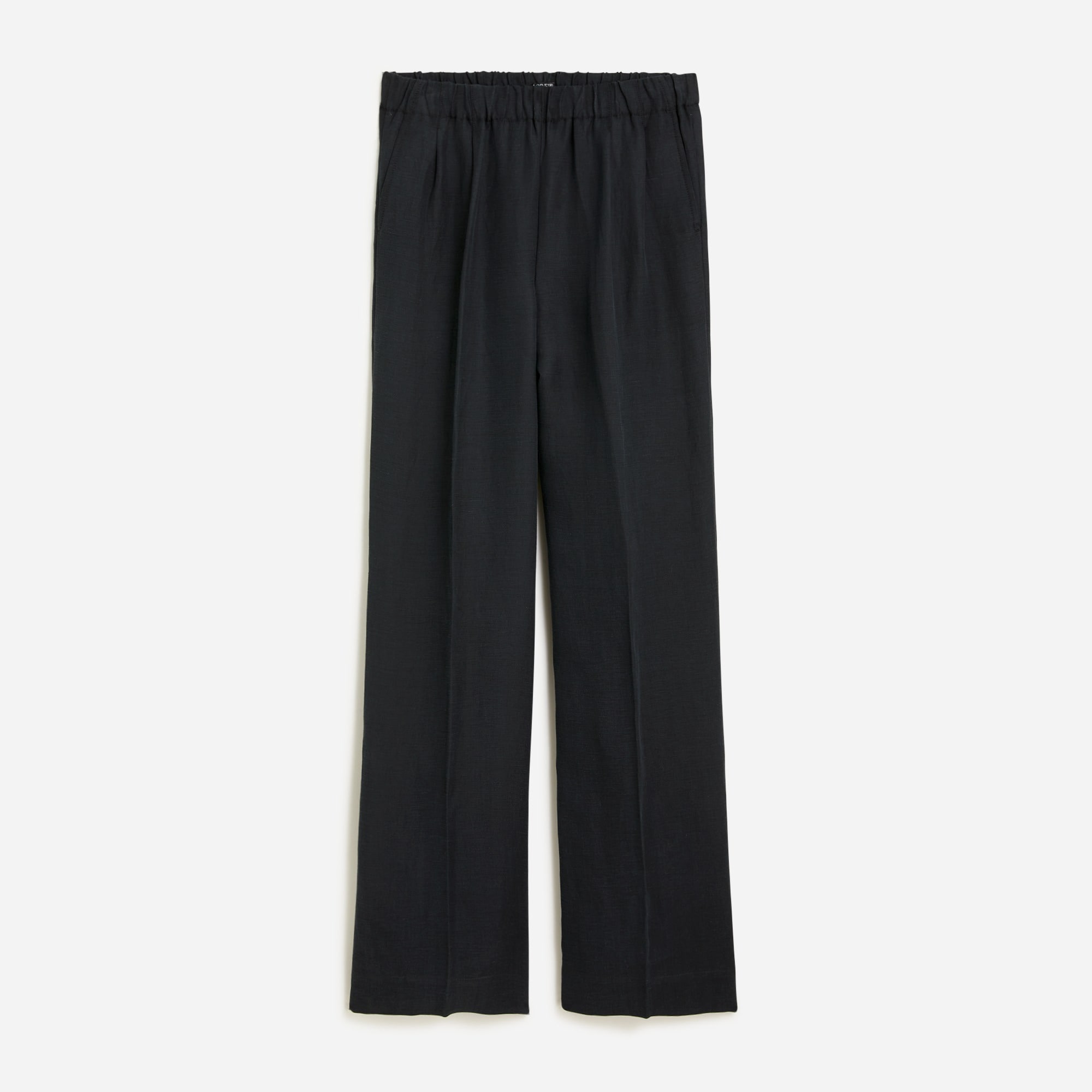 Pleated pull-on pant in linen-cupro blend