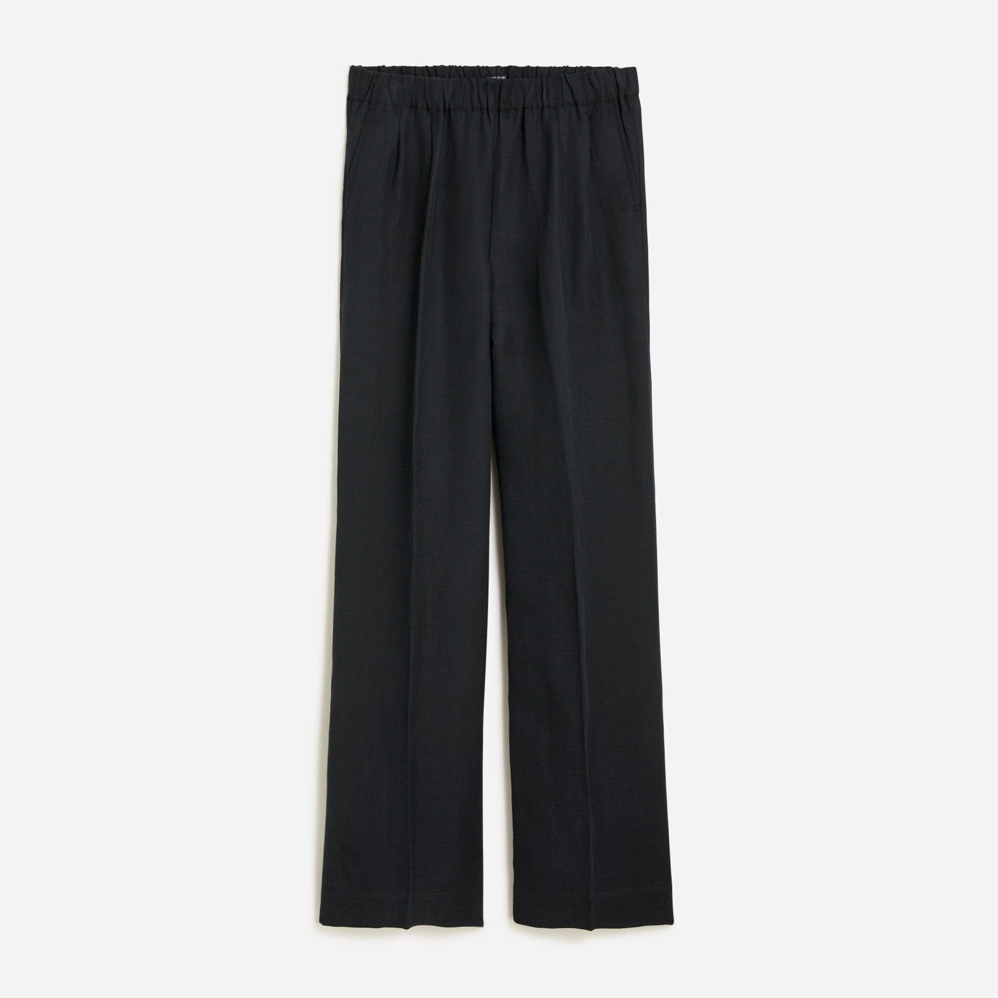 Pleated pull-on pant in linen-cupro blend