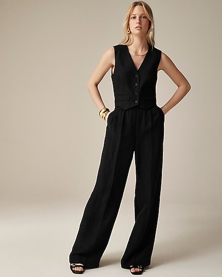 j.crew: pleated pull-on pant in linen-cupro blend for women