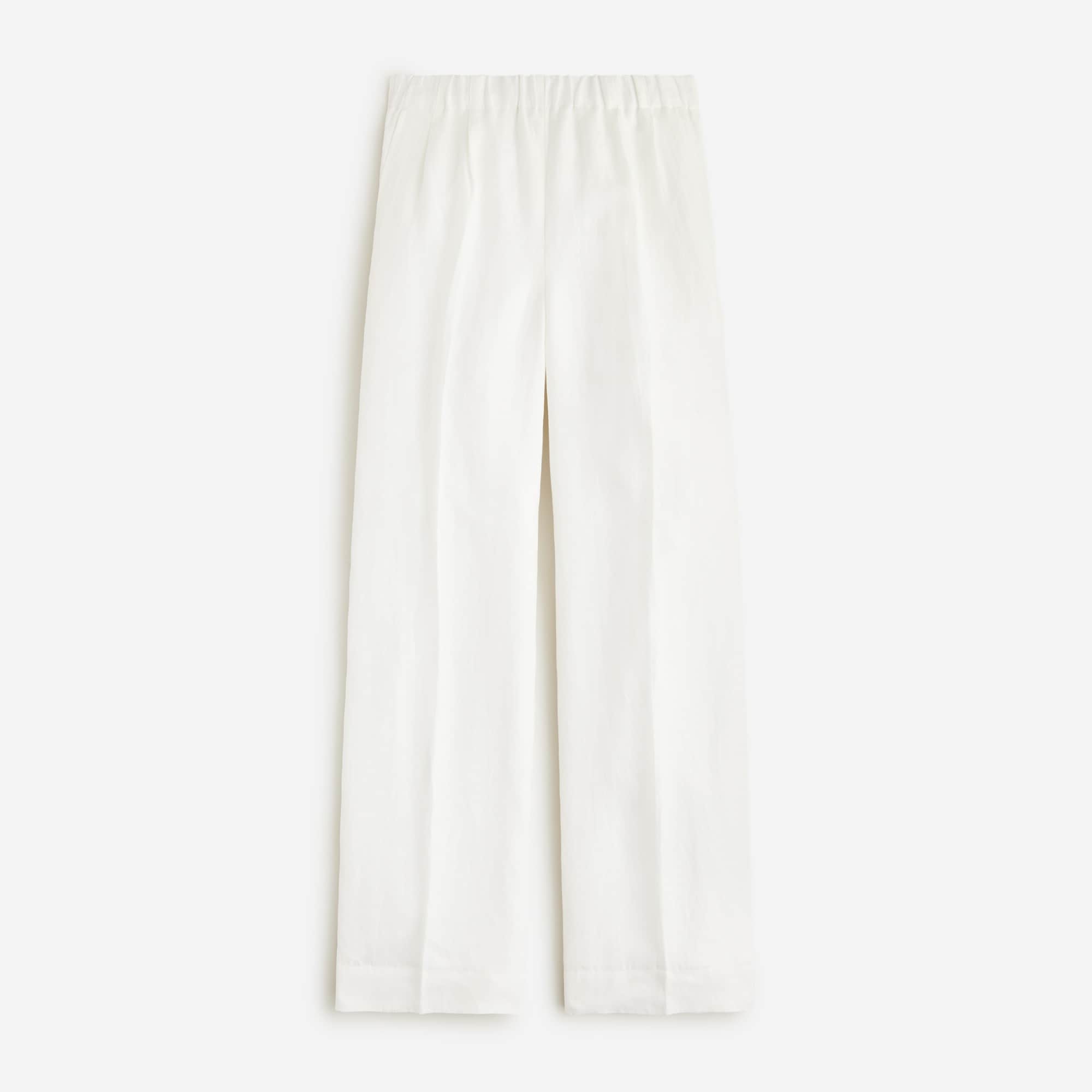 womens Petite pleated pull-on pant in linen-cupro blend