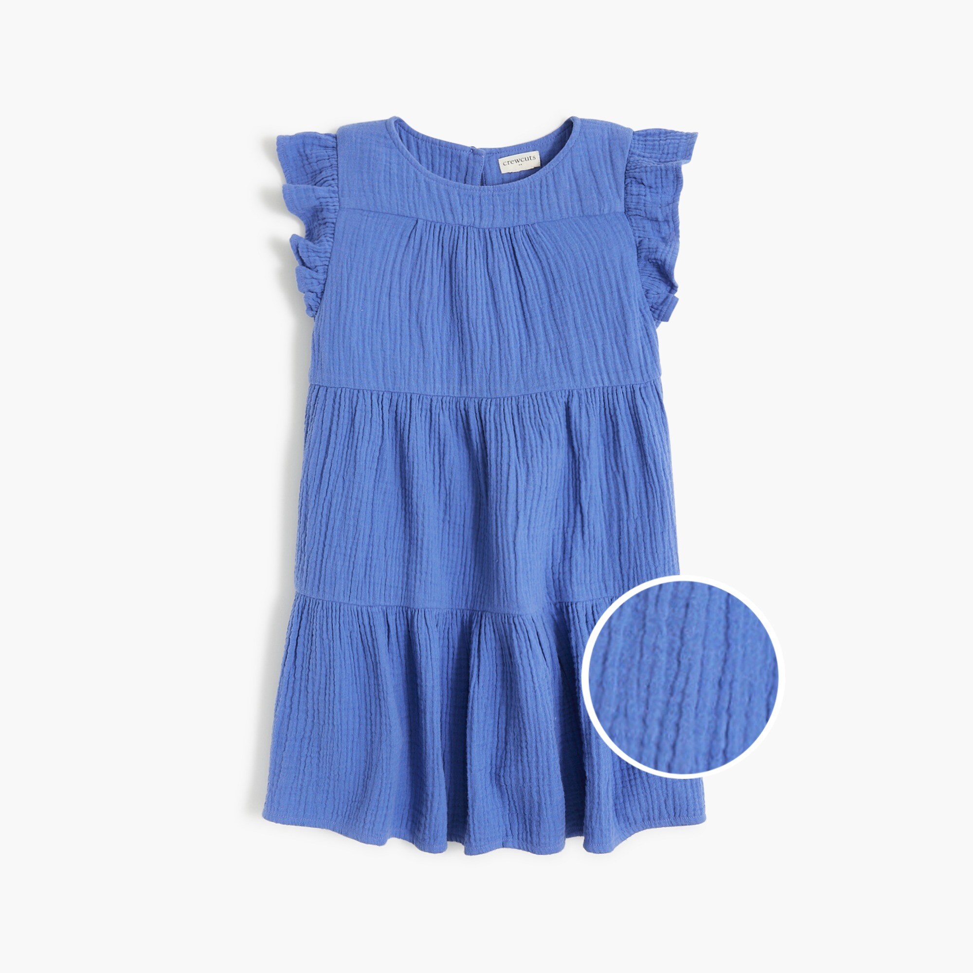 Girls' gauze flutter-sleeve dress
