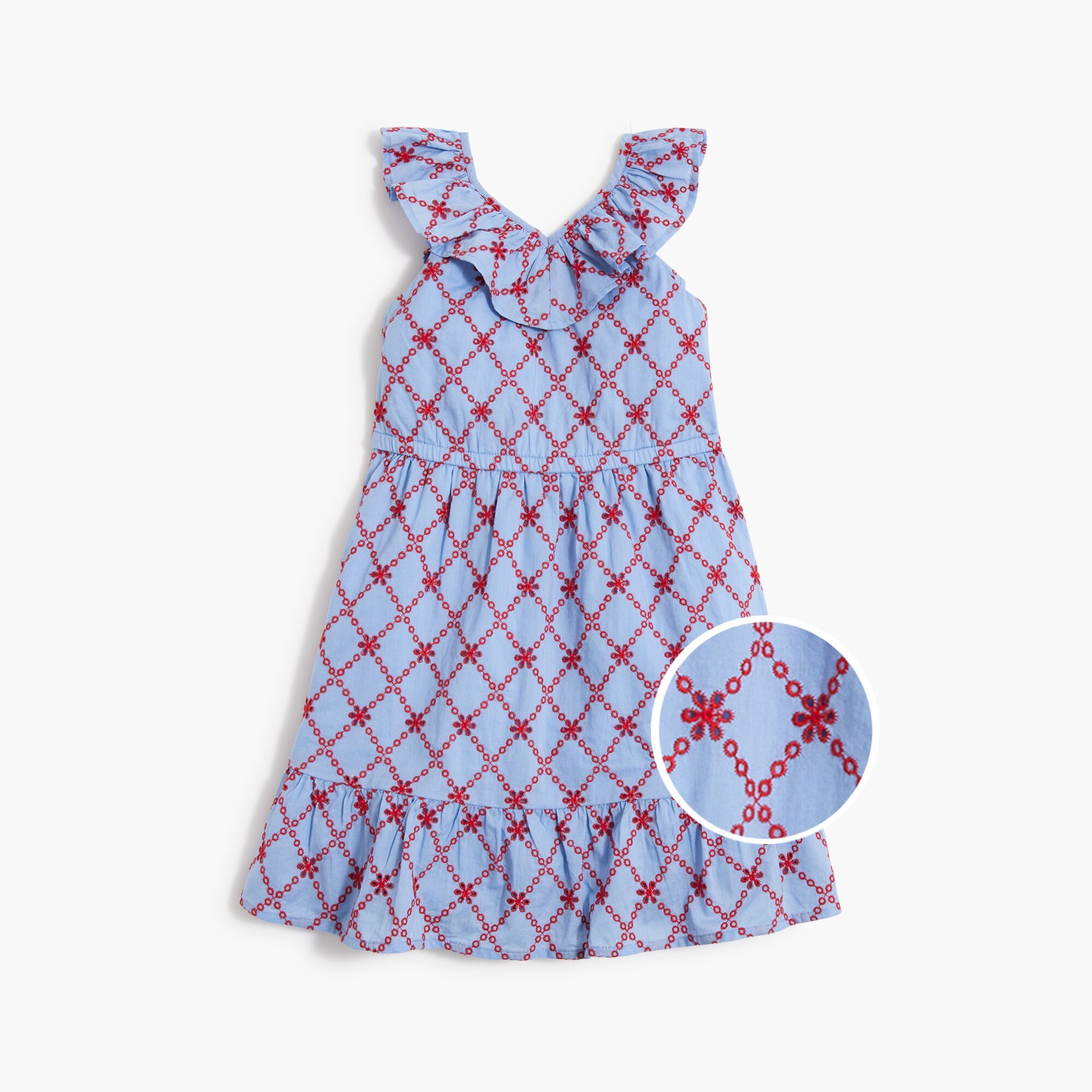 Girls' ruffle eyelet dress
