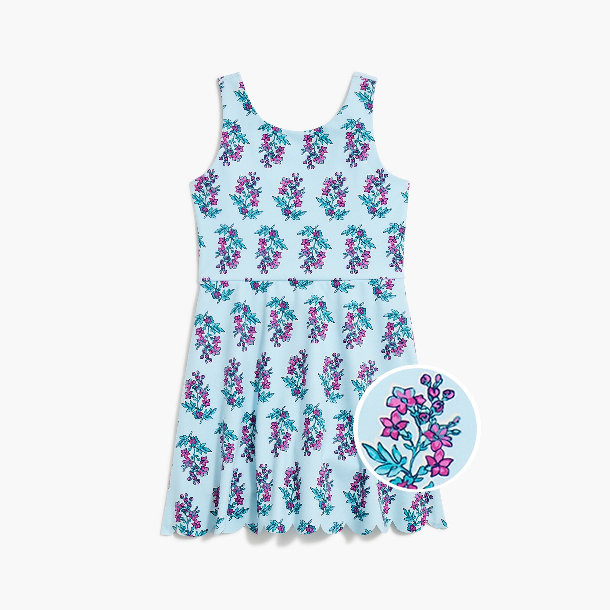 Girls' active dress with scalloped hem