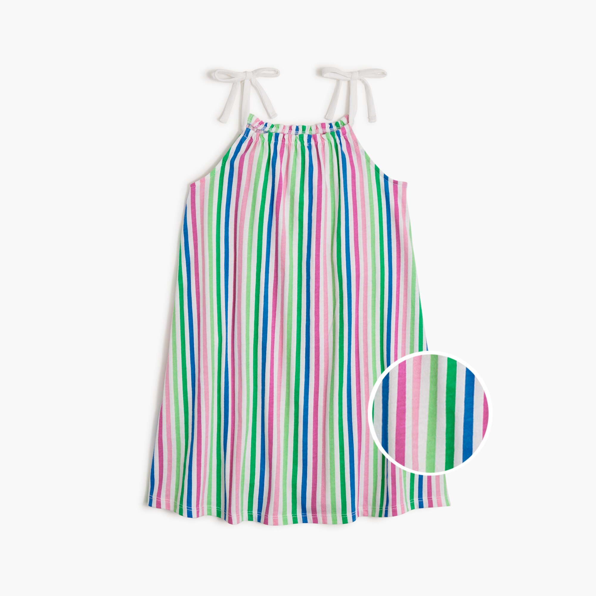  Girls' tie-shoulder striped dress