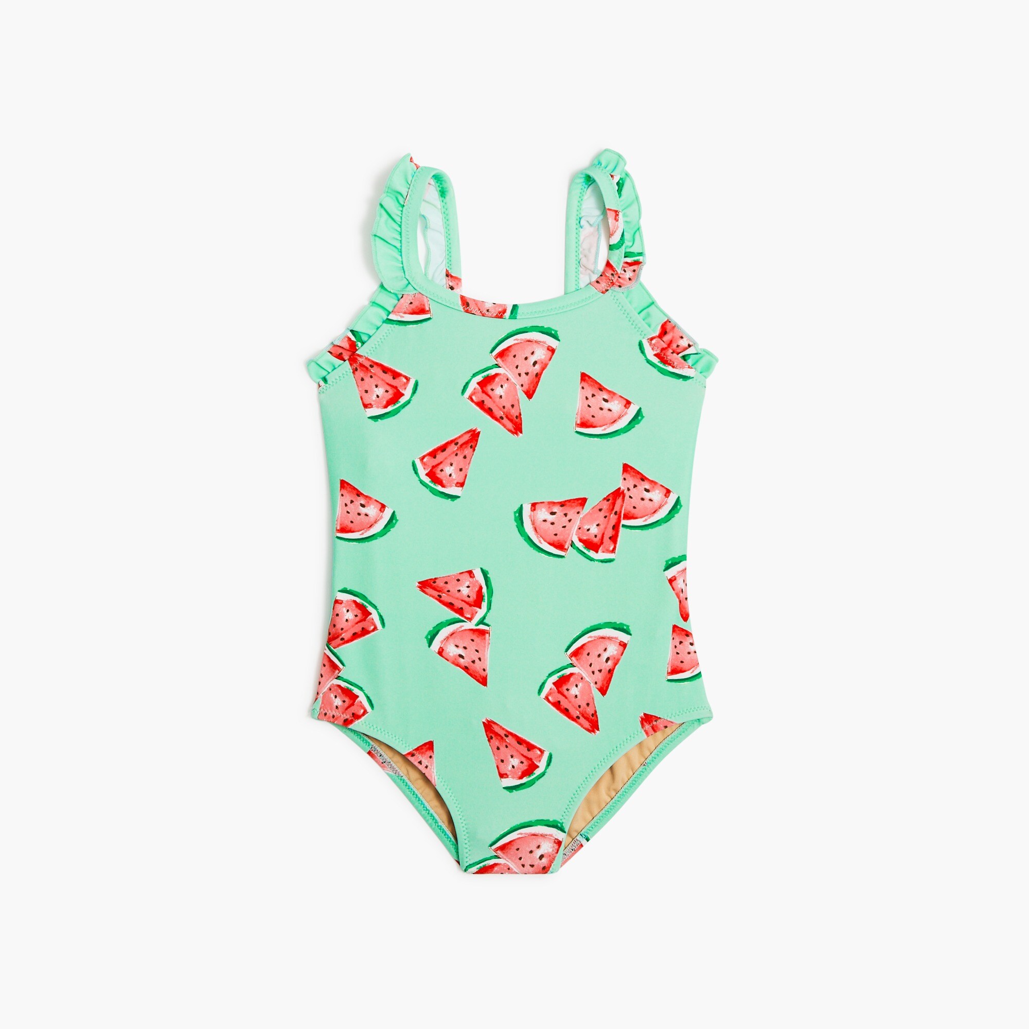  Girls' watermelon ruffle one-piece swimsuit