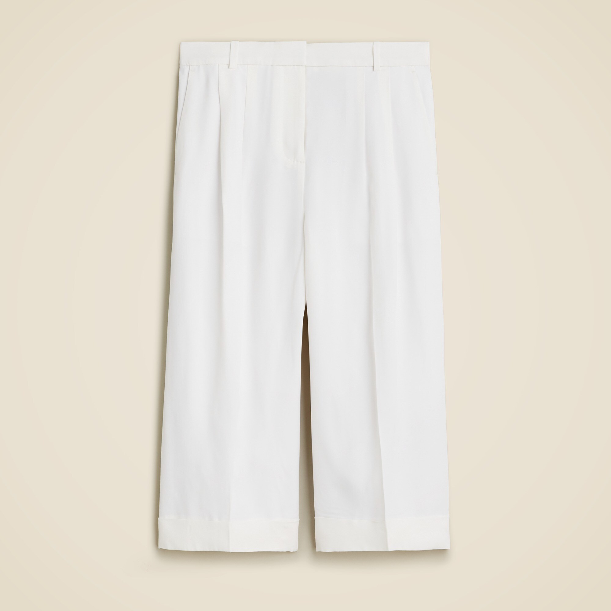 Long pleated trouser short in drapey viscose