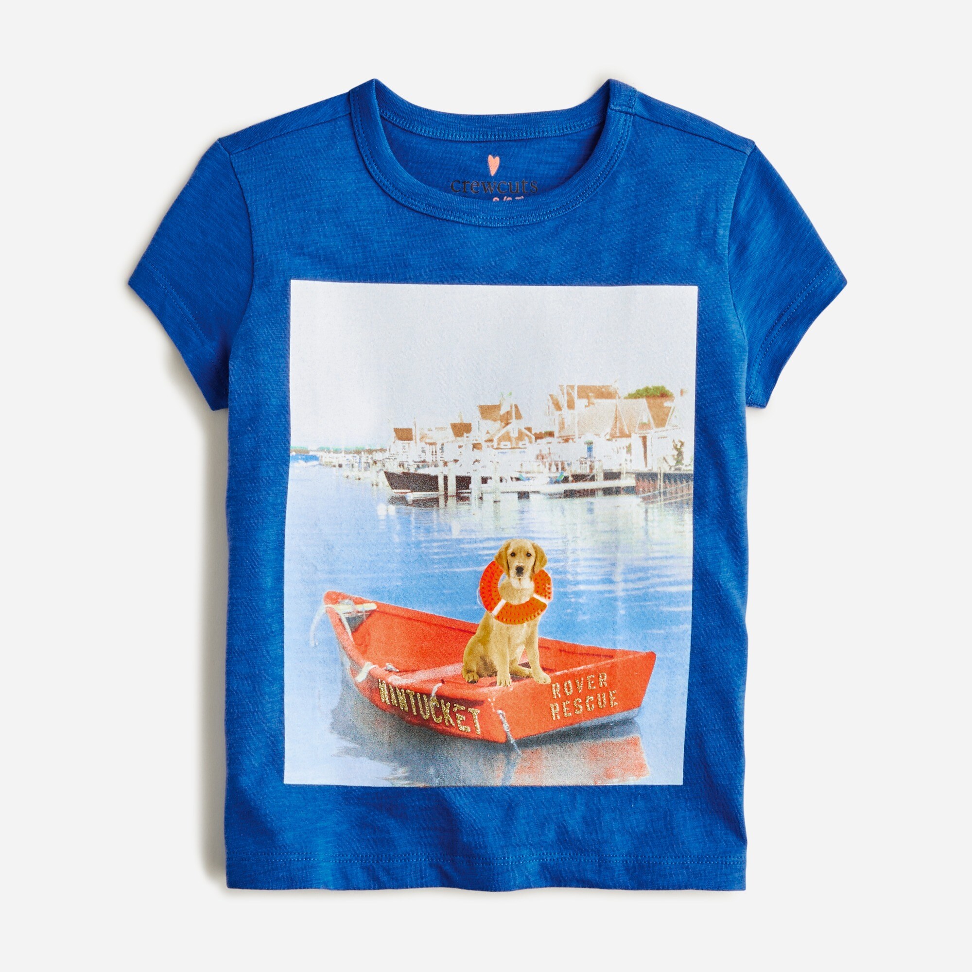  Girls' sea dog graphic T-shirt with glitter