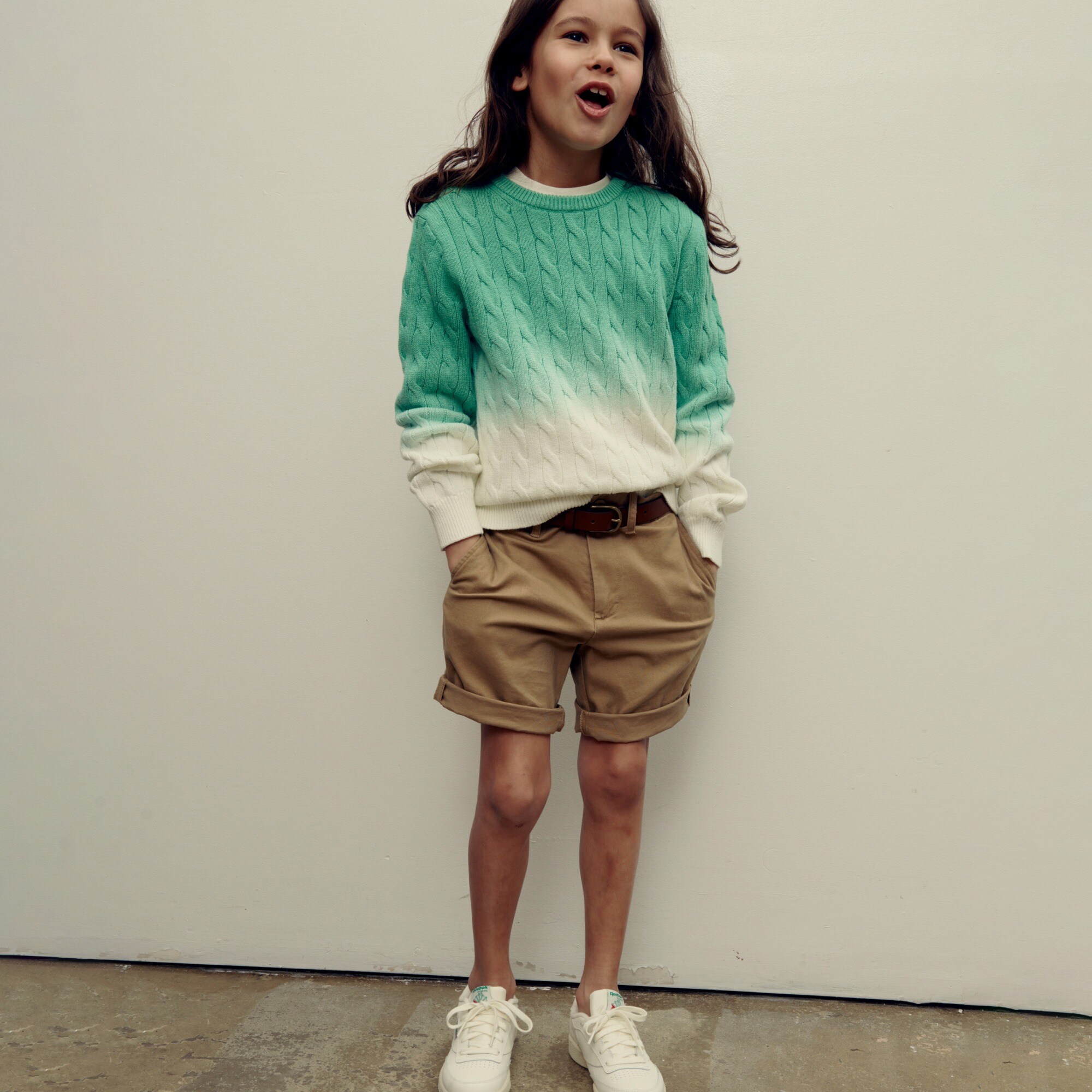  Kids' dip-dyed cable-knit sweater