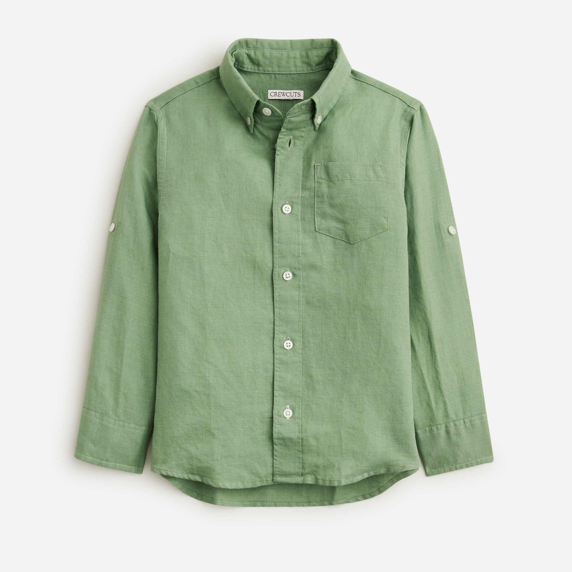 boys Kids' long-sleeve button-down linen shirt with sleeve tabs