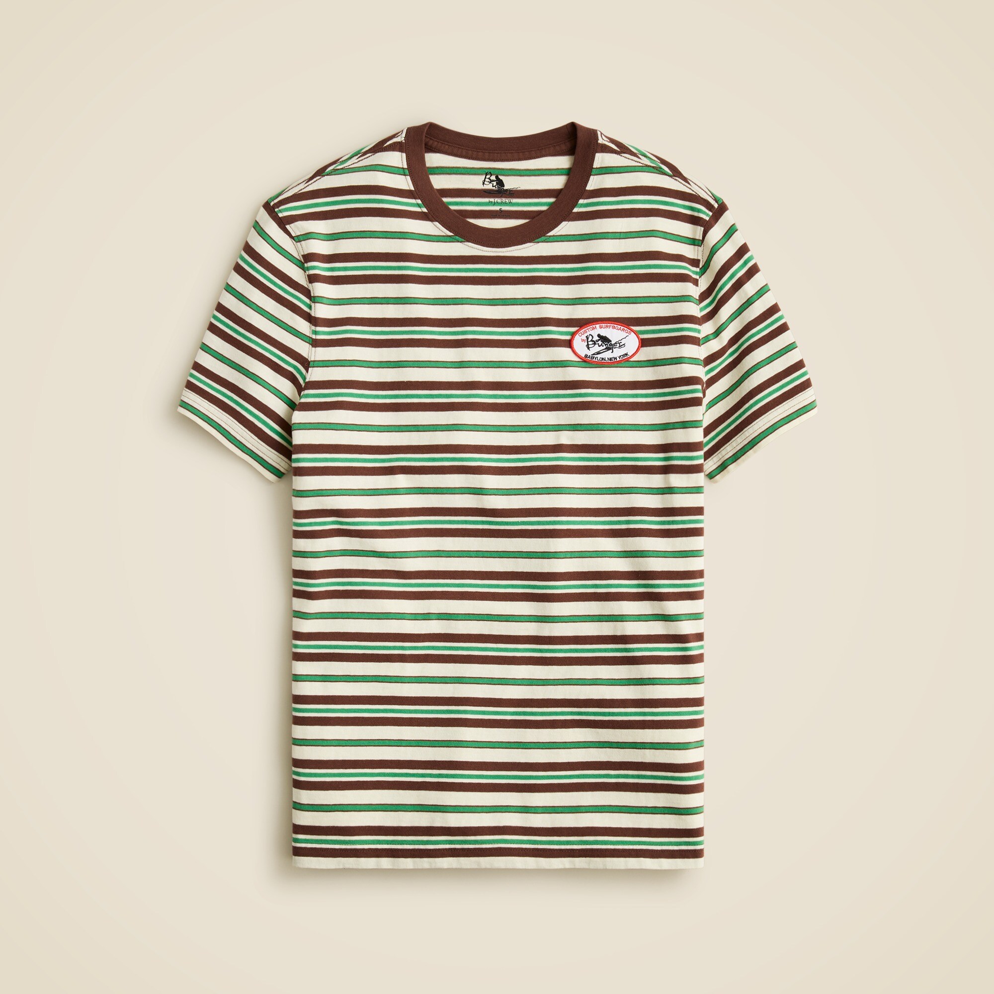Limited-edition Bunger Surf Shop X J.Crew vintage-wash cotton striped graphic T-shirt