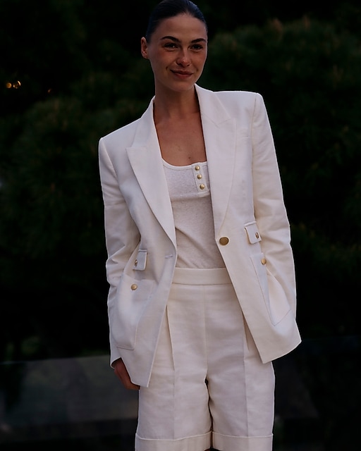 womens Tall single-button blazer in stretch linen blend