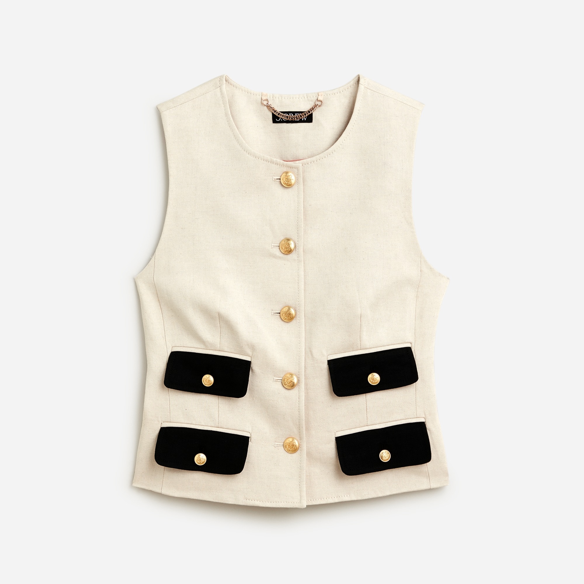 J.Crew: Contrast Vest In Textured Linen Blend For Women