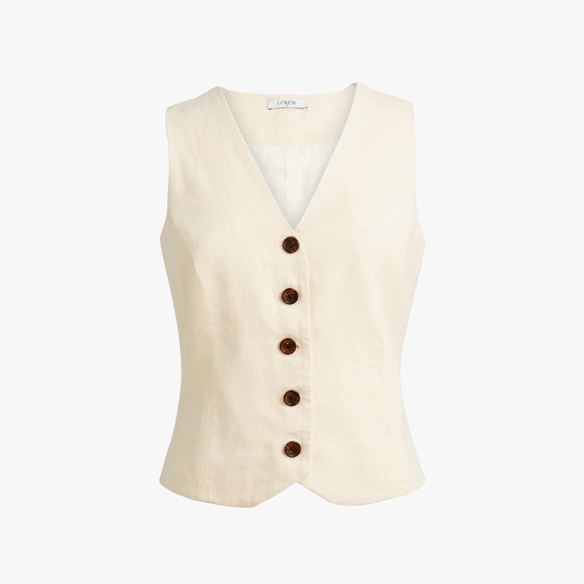 womens Button-front linen-blend vest