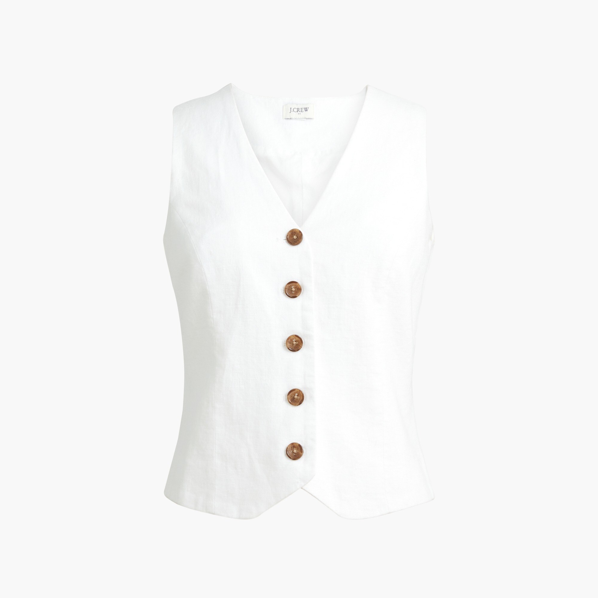 button-front linen-blend vest for women