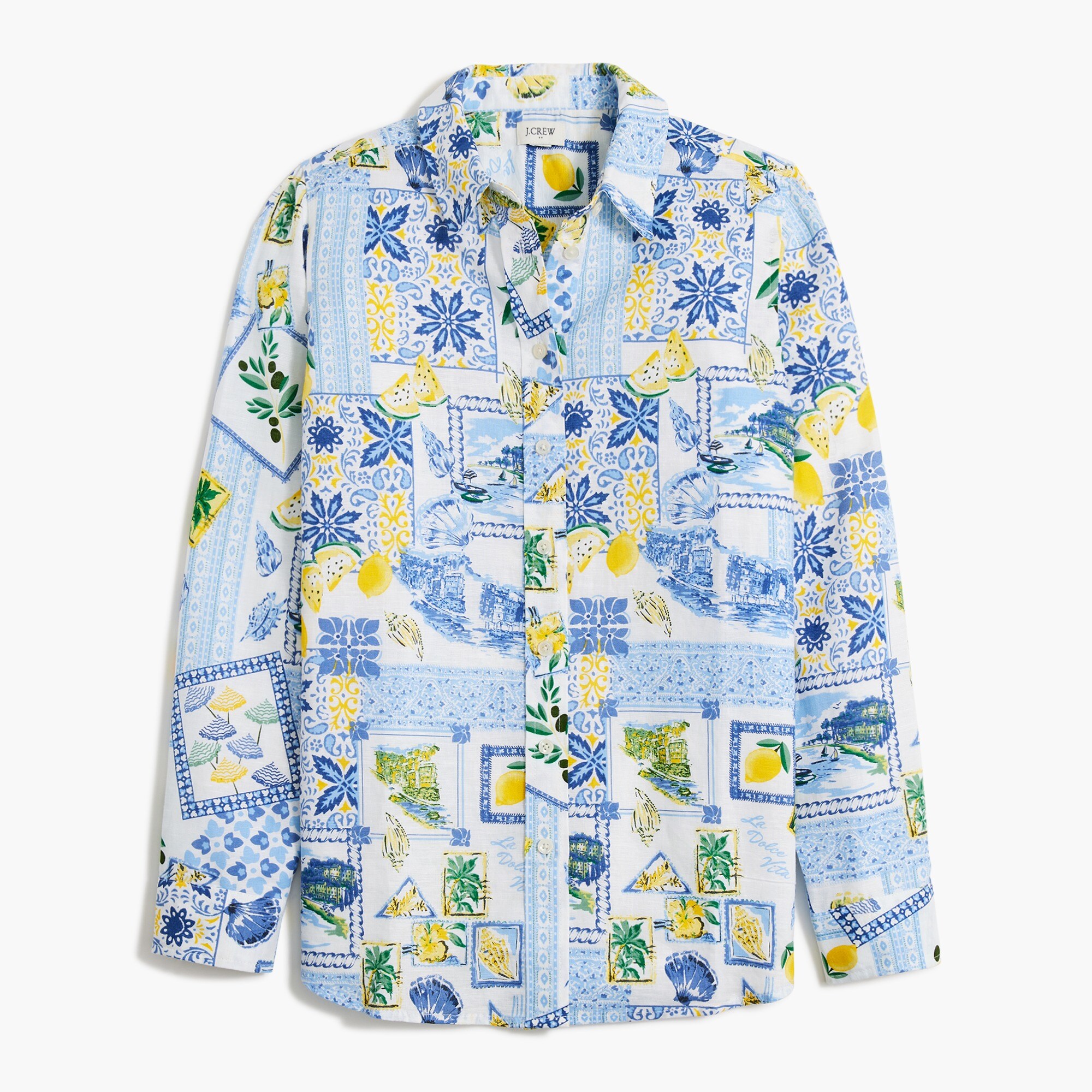 Linen-blend button-up shirt