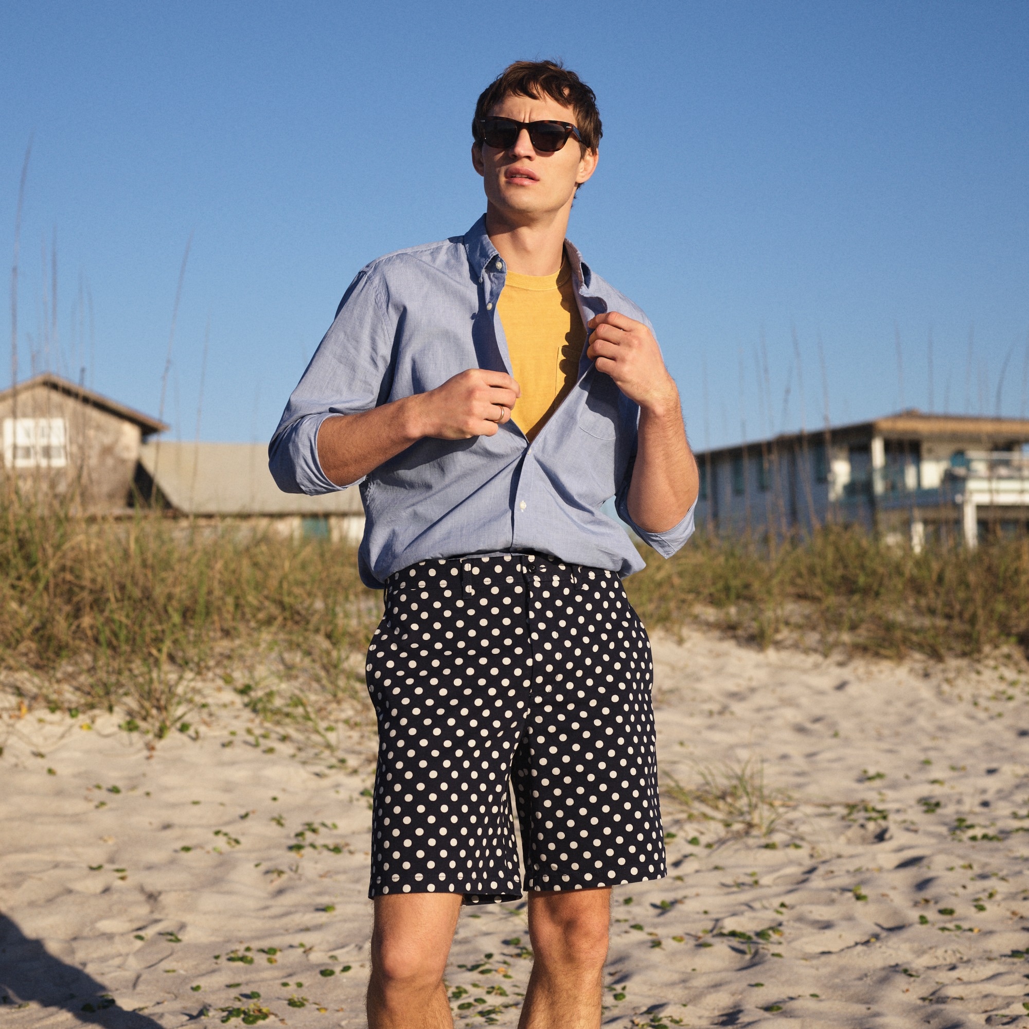 mens 9'' relaxed polka-dot short in cotton
