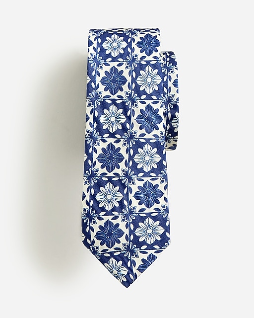  Kids' silk tie in Island tile print