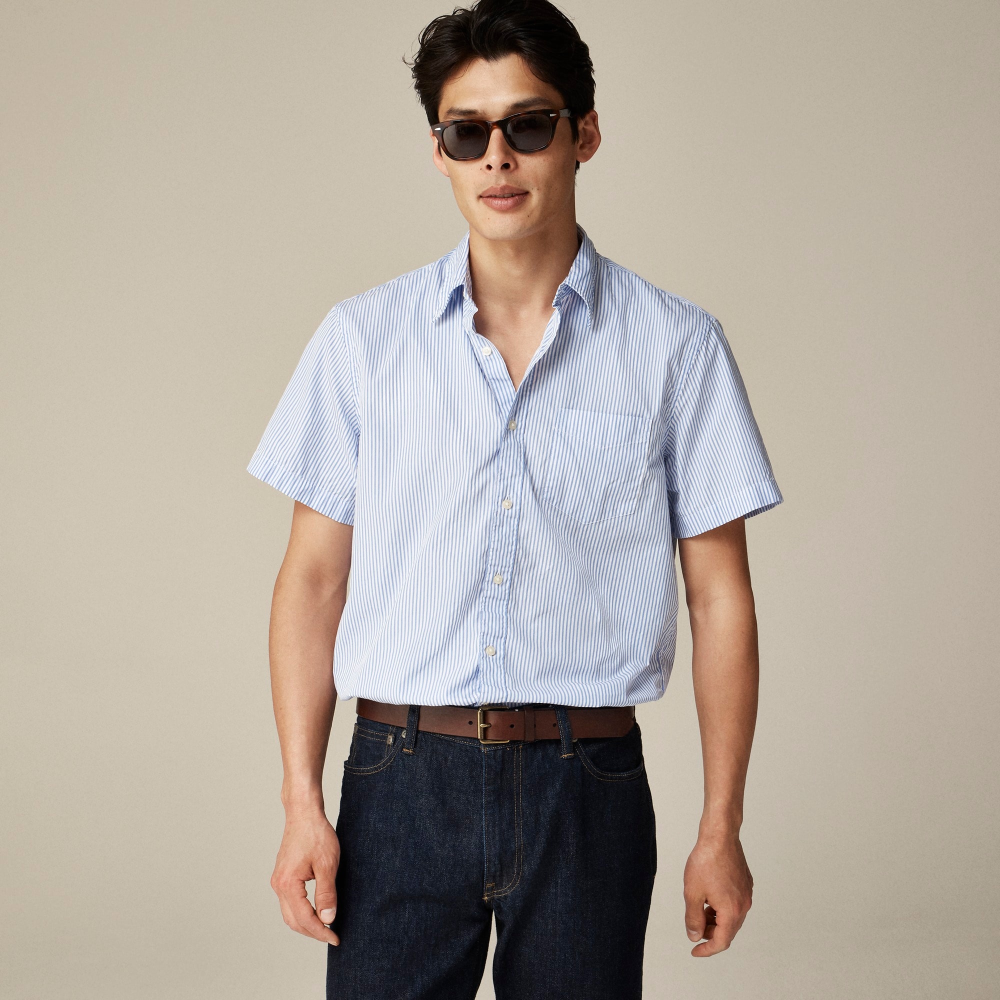 mens Relaxed short-sleeve Secret Wash cotton poplin shirt