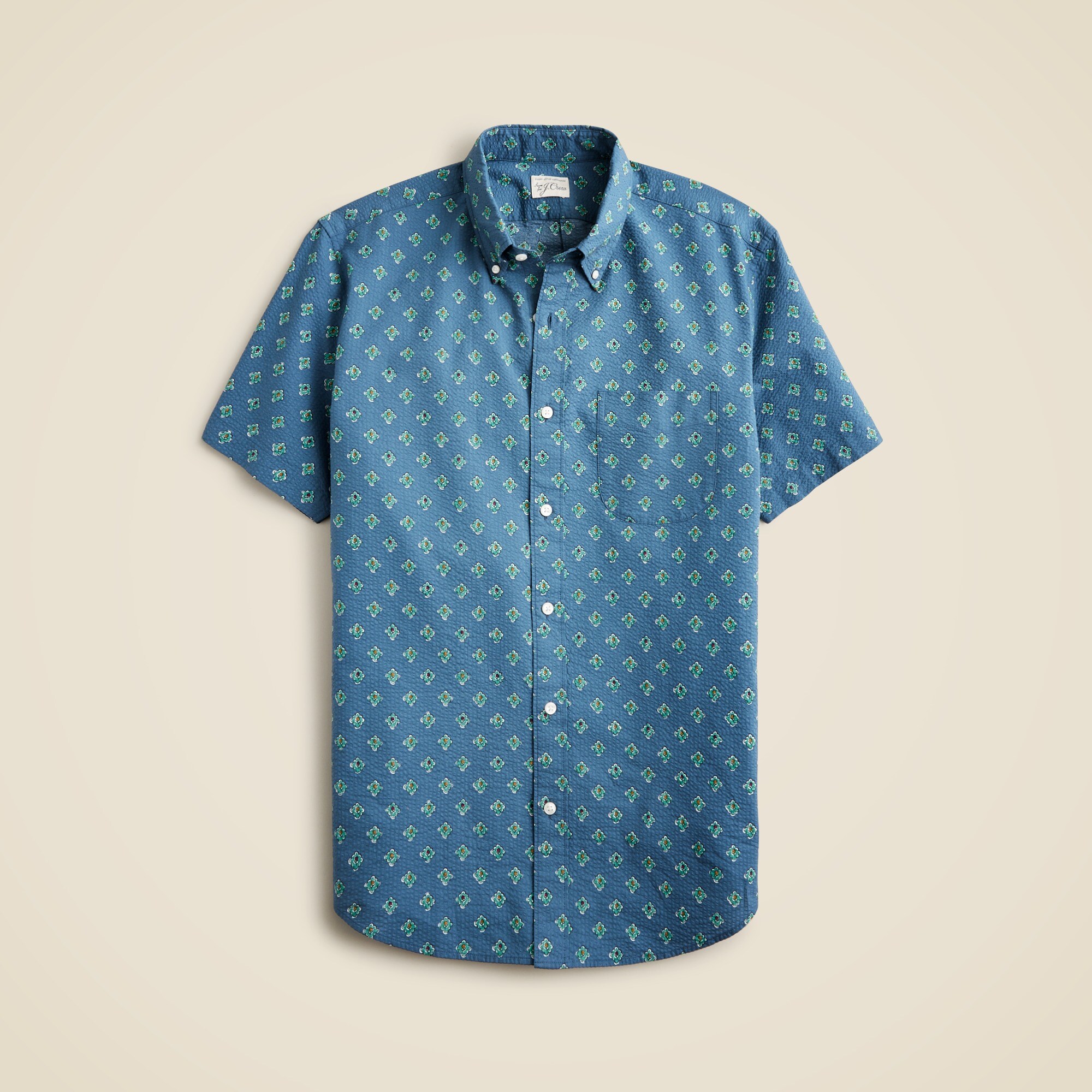 韓国*UMBRO■Seersucker Short-sleeved Piste Factory: Slim Short-sleeve Seersucker Shirt For Men