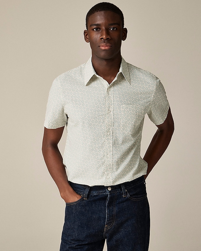 J.Crew: Short-sleeve Seersucker Shirt With Point Collar In Print For Men J.Crew: Short-sleeve Seersucker Shirt With Point Collar In Print For Men