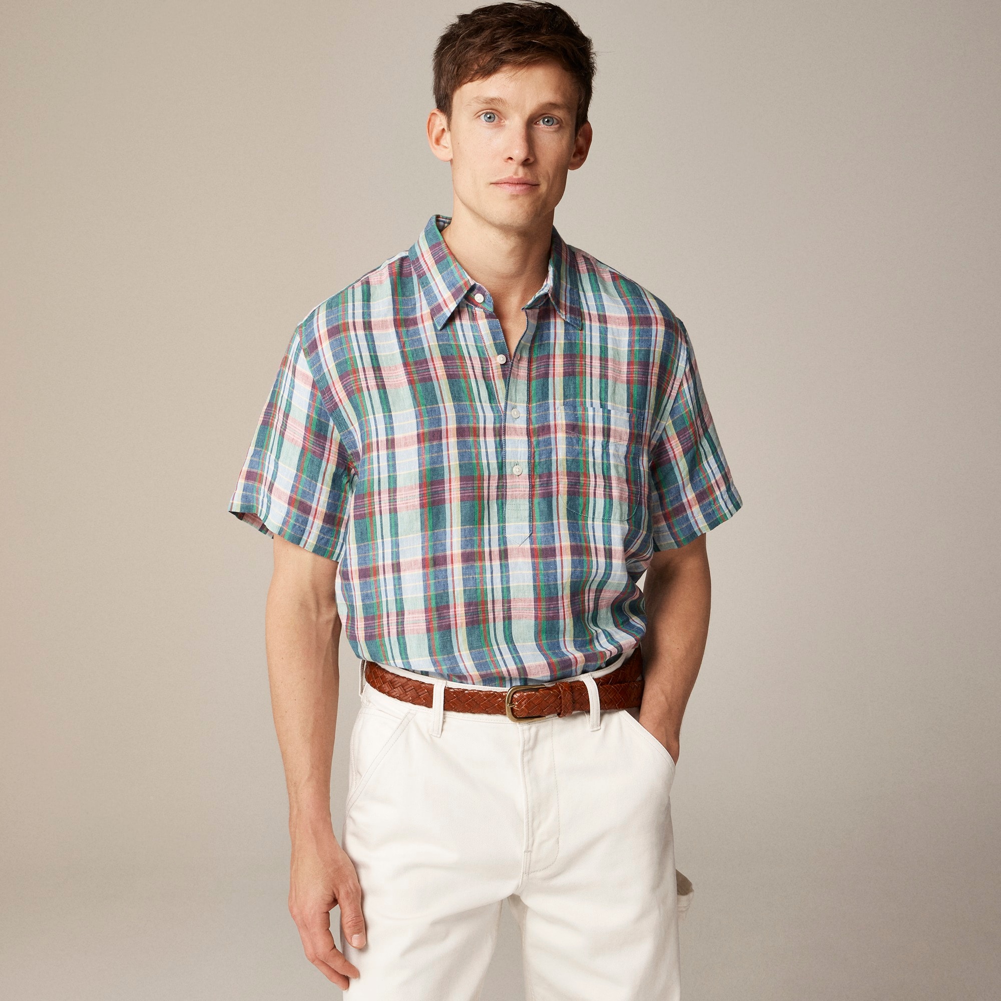j.crew: short-sleeve baird mcnutt irish linen popover shirt for men