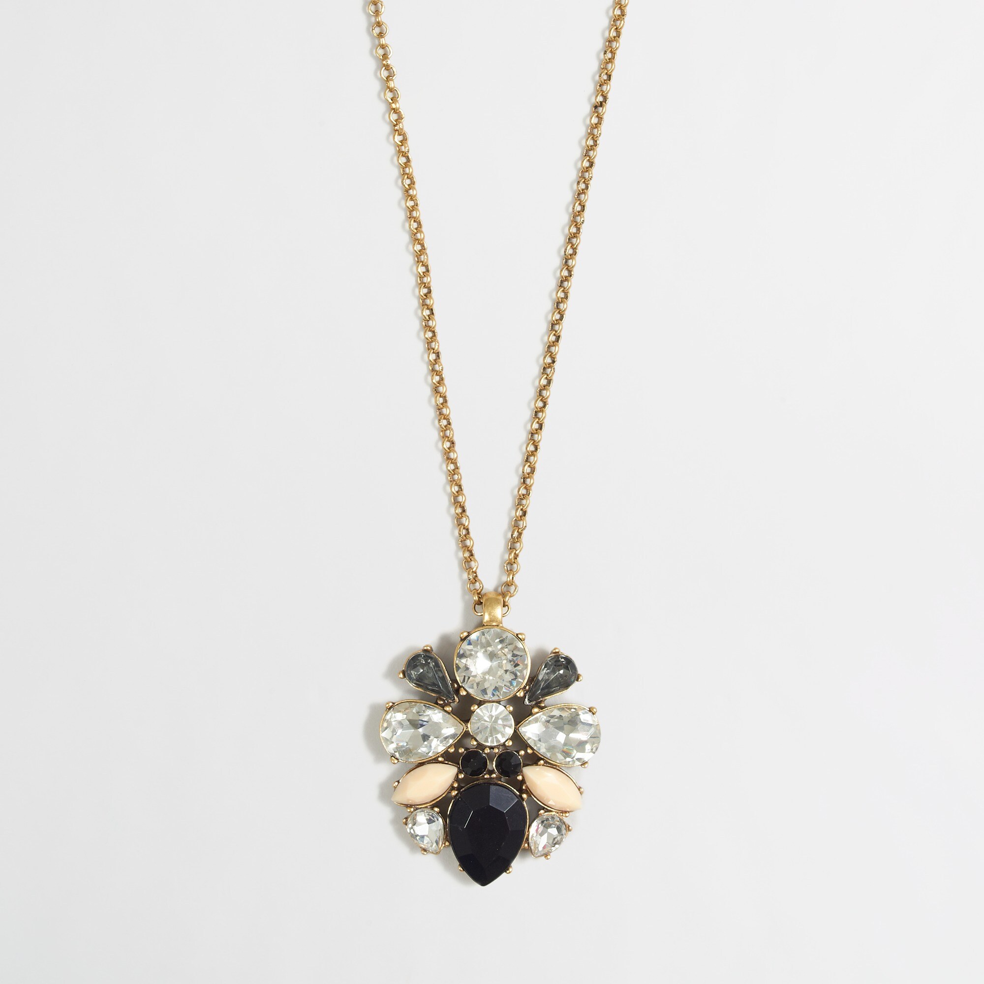 Factory crystal and stone cluster pendant necklace