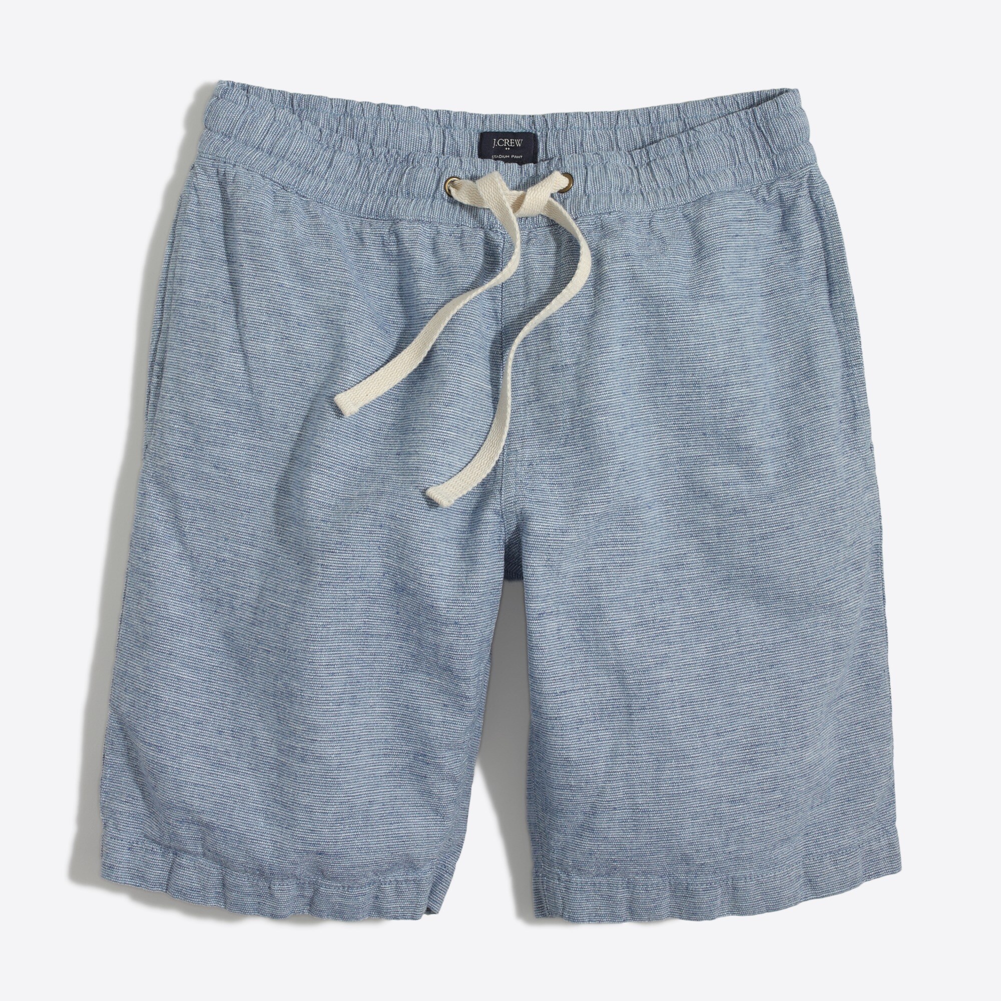 9" patterned linen-cotton stadium short for men