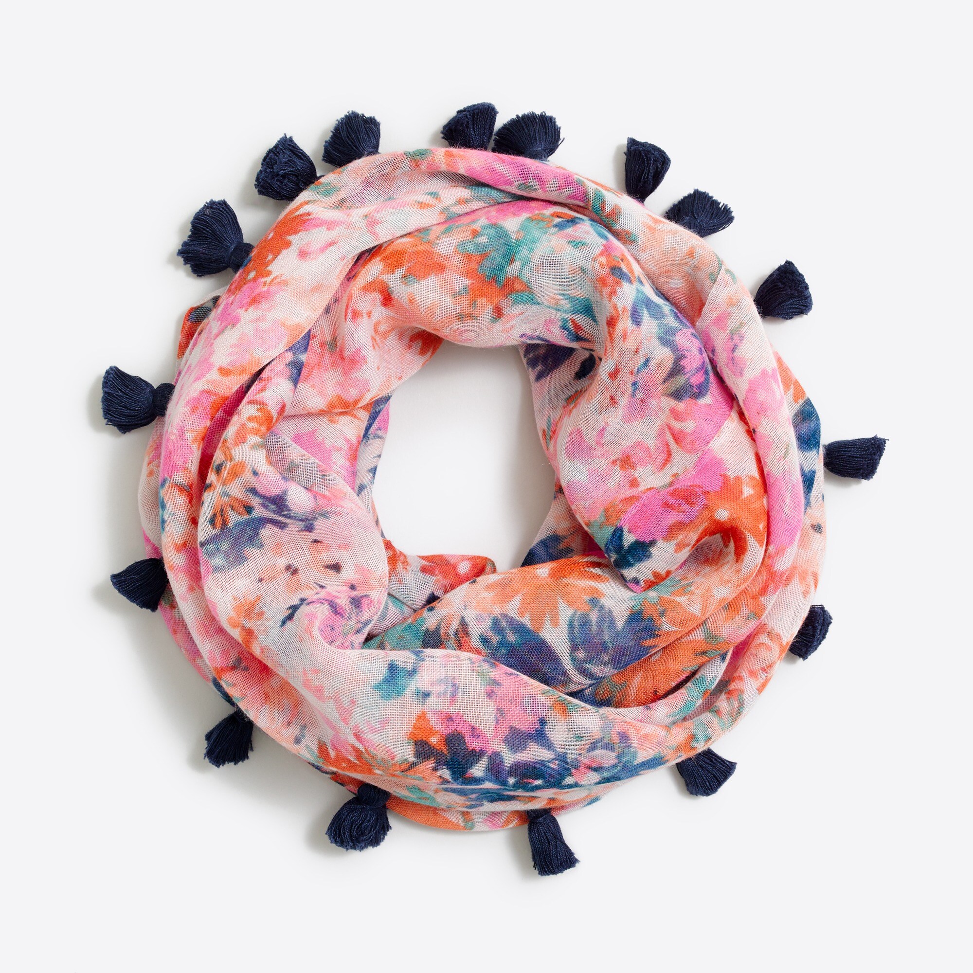 Girls' lightweight pom-pom scarf