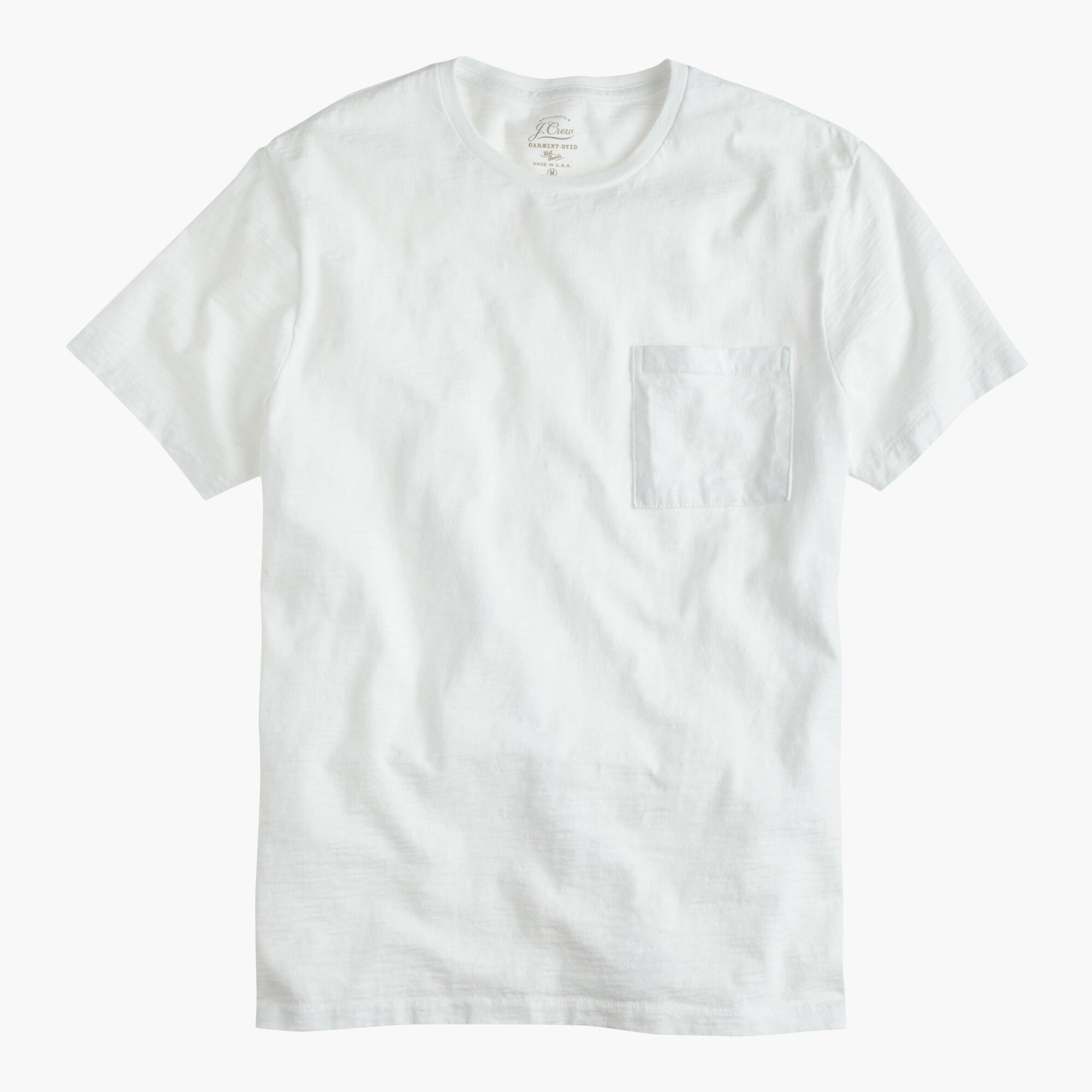 thumbnail interactive-video image 1 of J.Crew Men's Garment-Dyed Slub Cotton Crew Neck Pocket Tee, Short Sleeve, Sizes XS-XXL, Choose Color 1 of 3