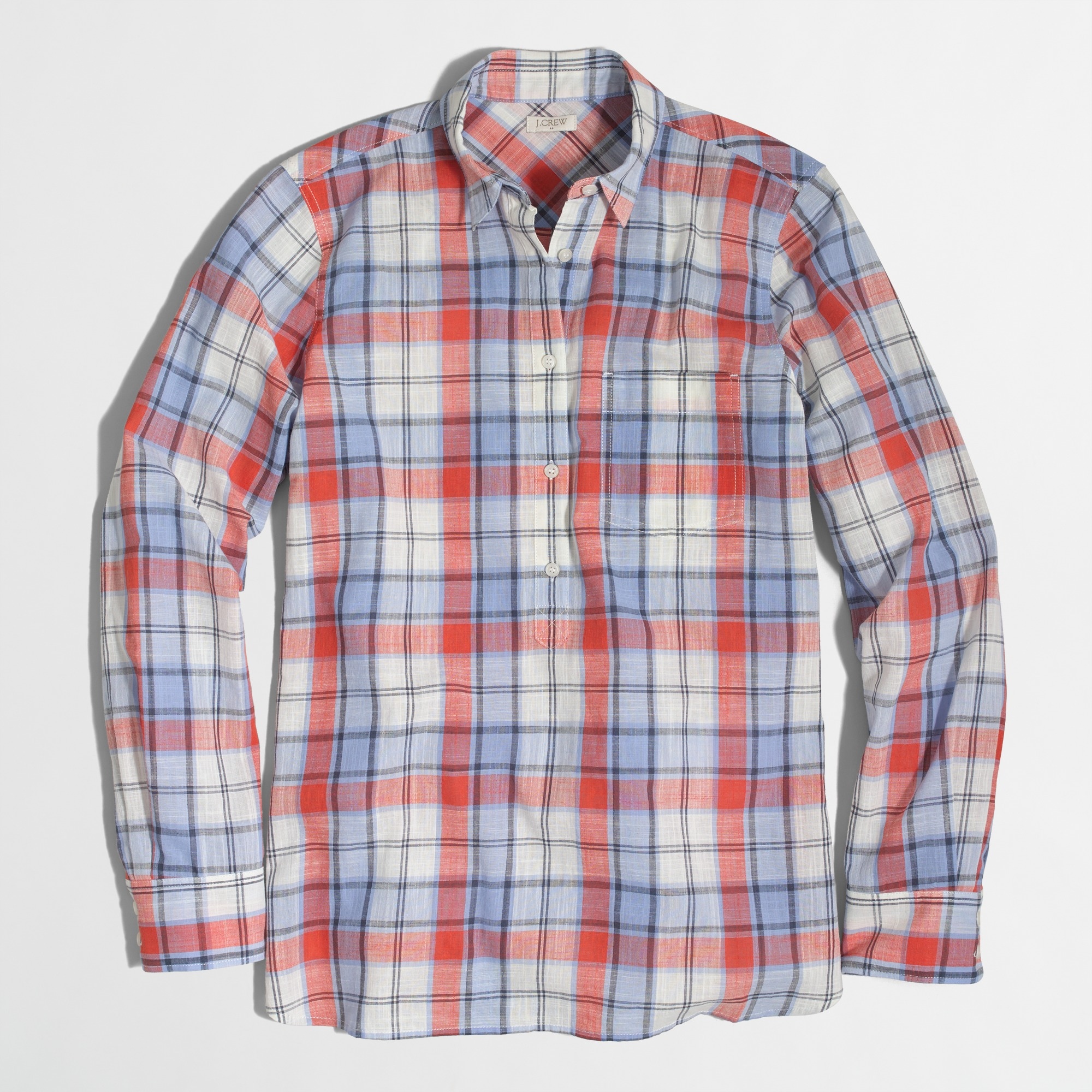 Plaid gauze popover shirt