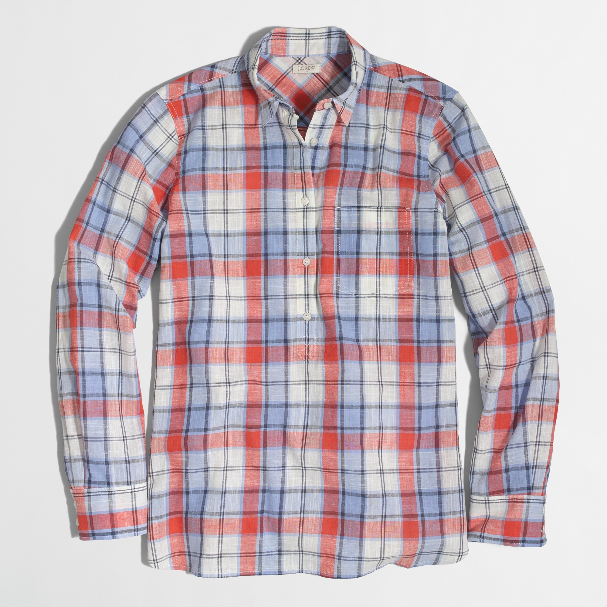 Factory: Plaid Gauze Popover Shirt For Women