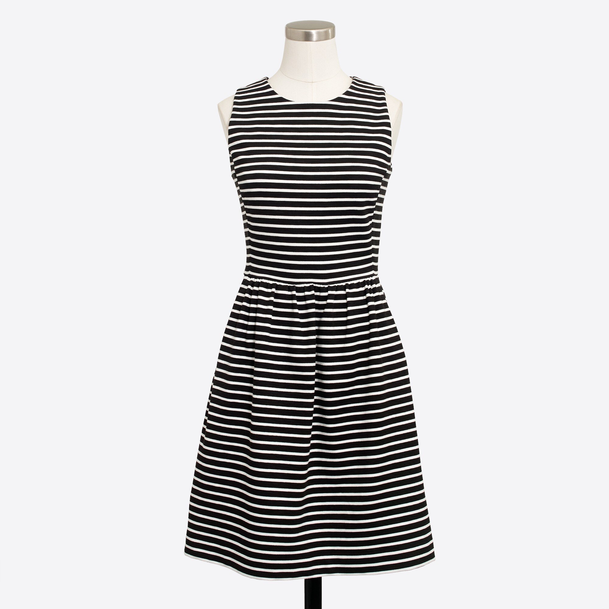 Striped pleated ponte dress with zip back