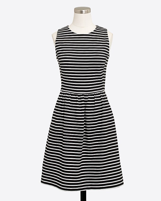factory: striped pleated ponte dress with zip back for women, right side, view zoomed