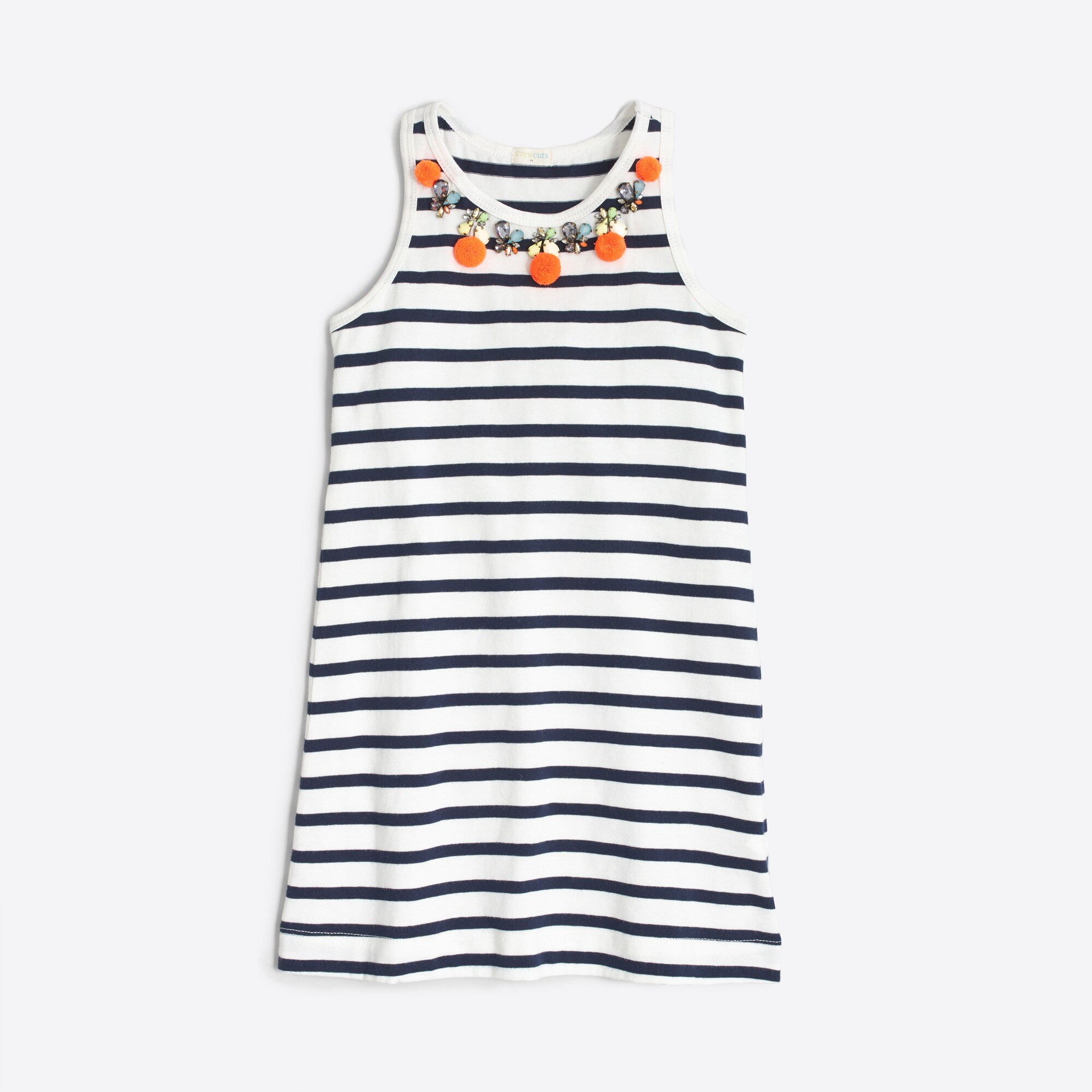 girls' stripe pom-pom necklace dress for girls