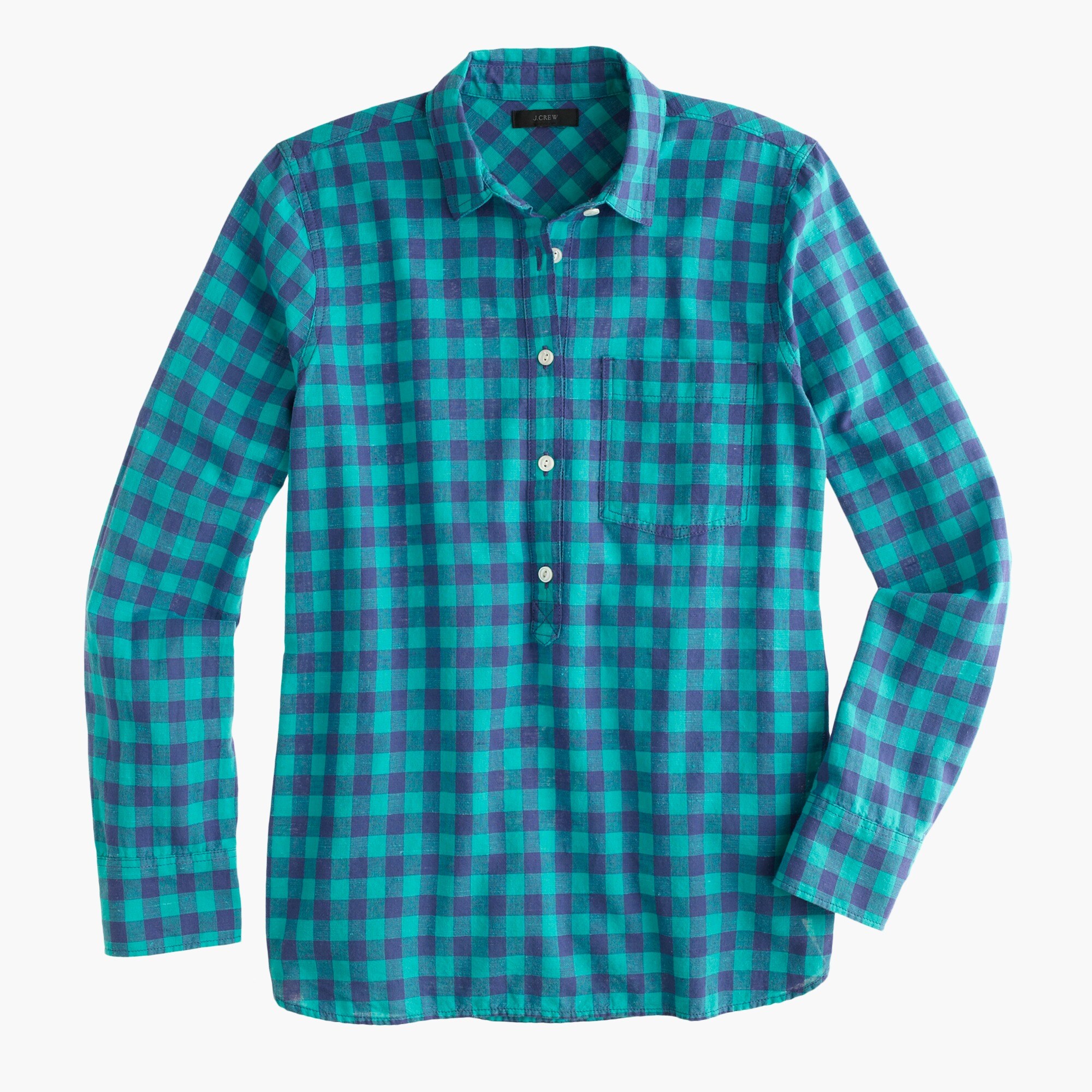 Caribbean blue gingham popover shirt