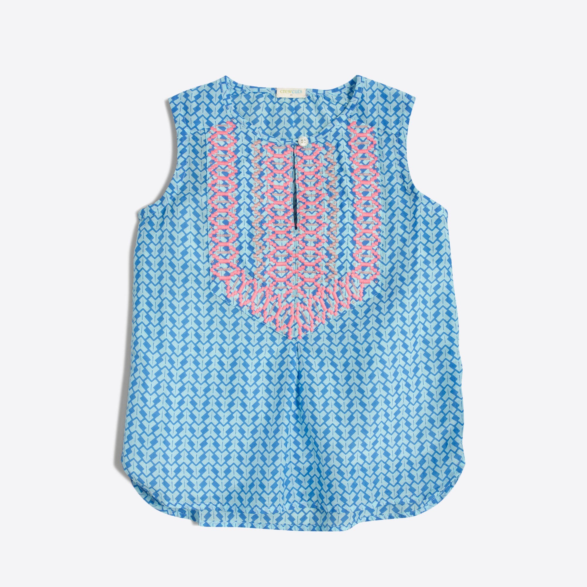 Girls' printed embroidered top