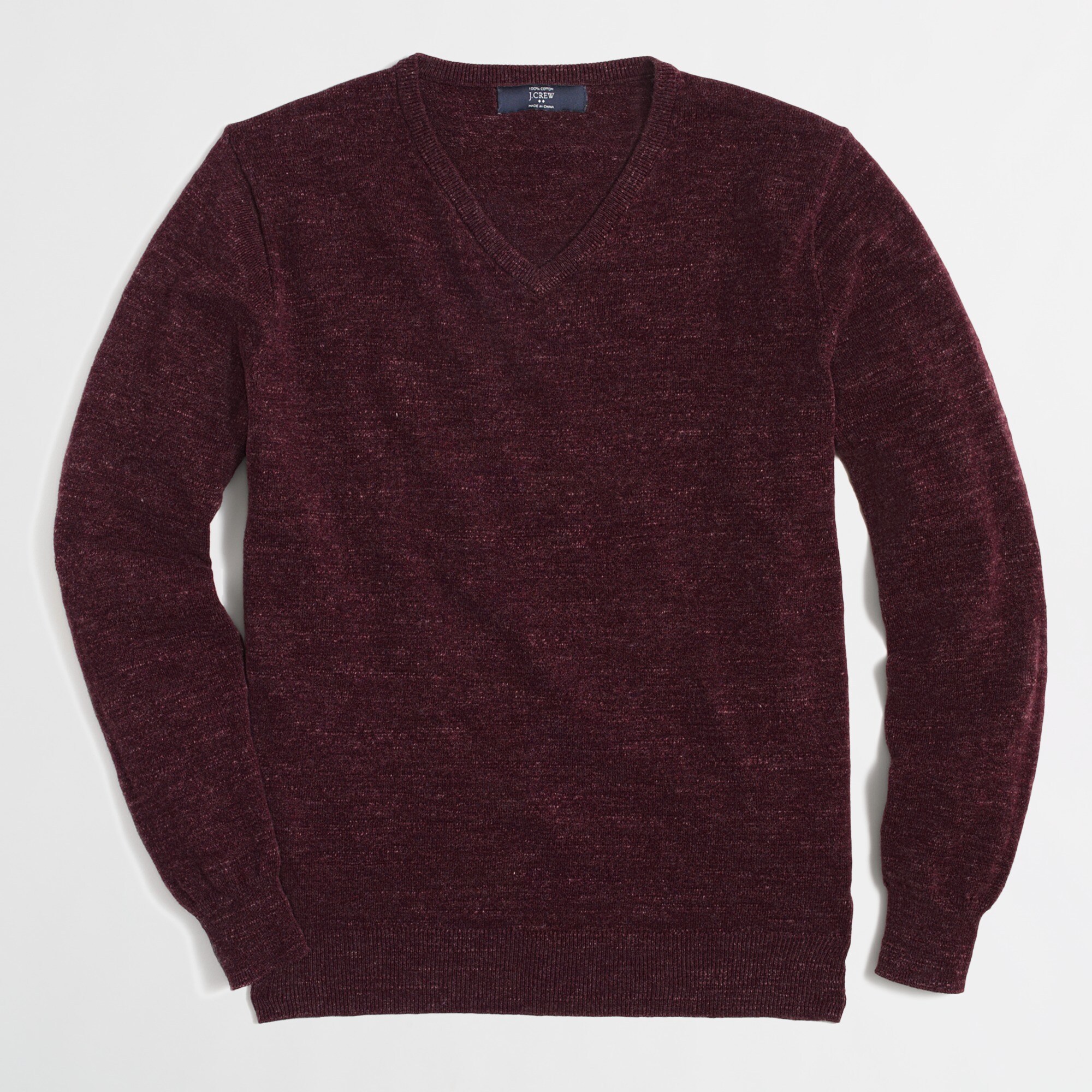 Textured cotton V-neck sweater