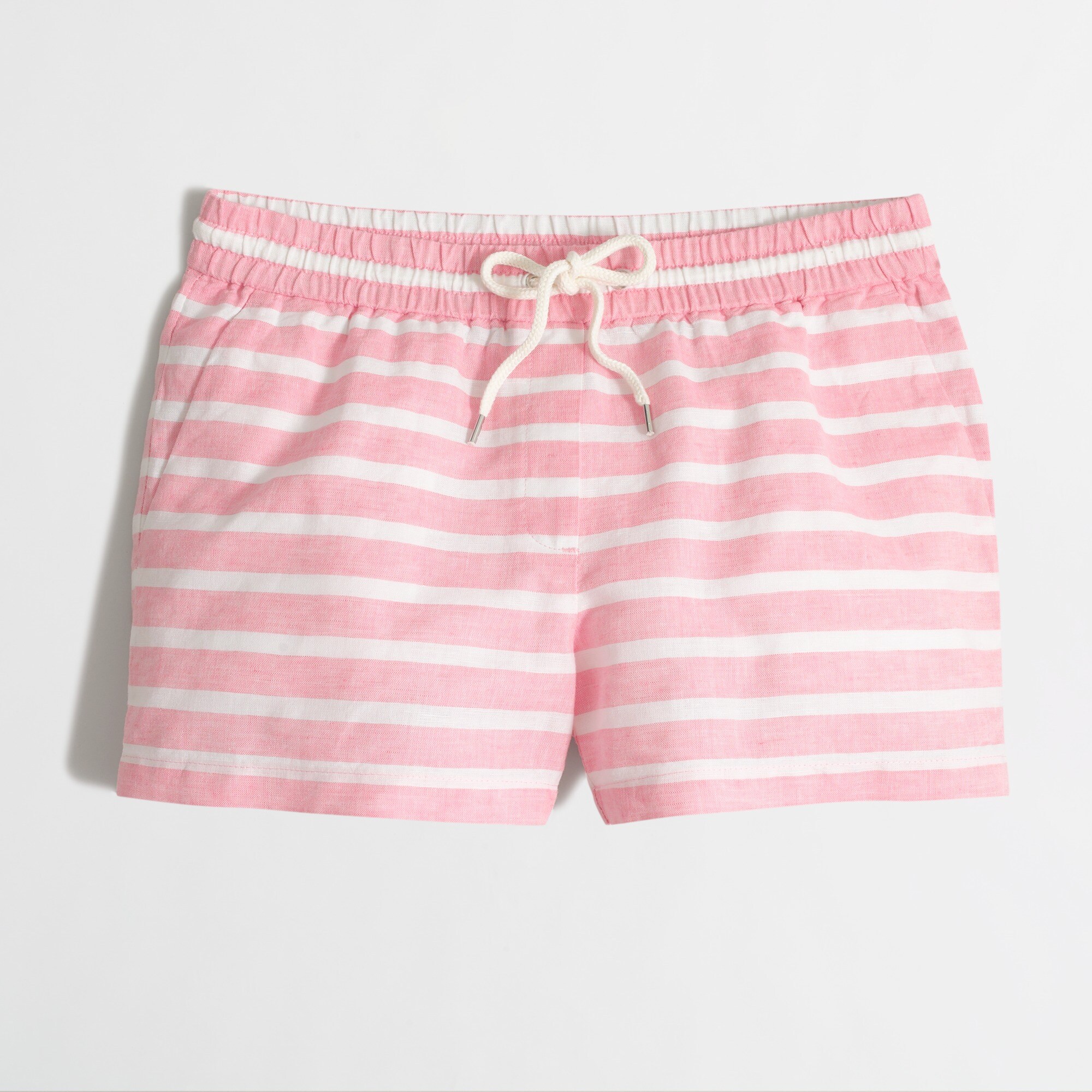 Linen-cotton Drawstring Short in stripe