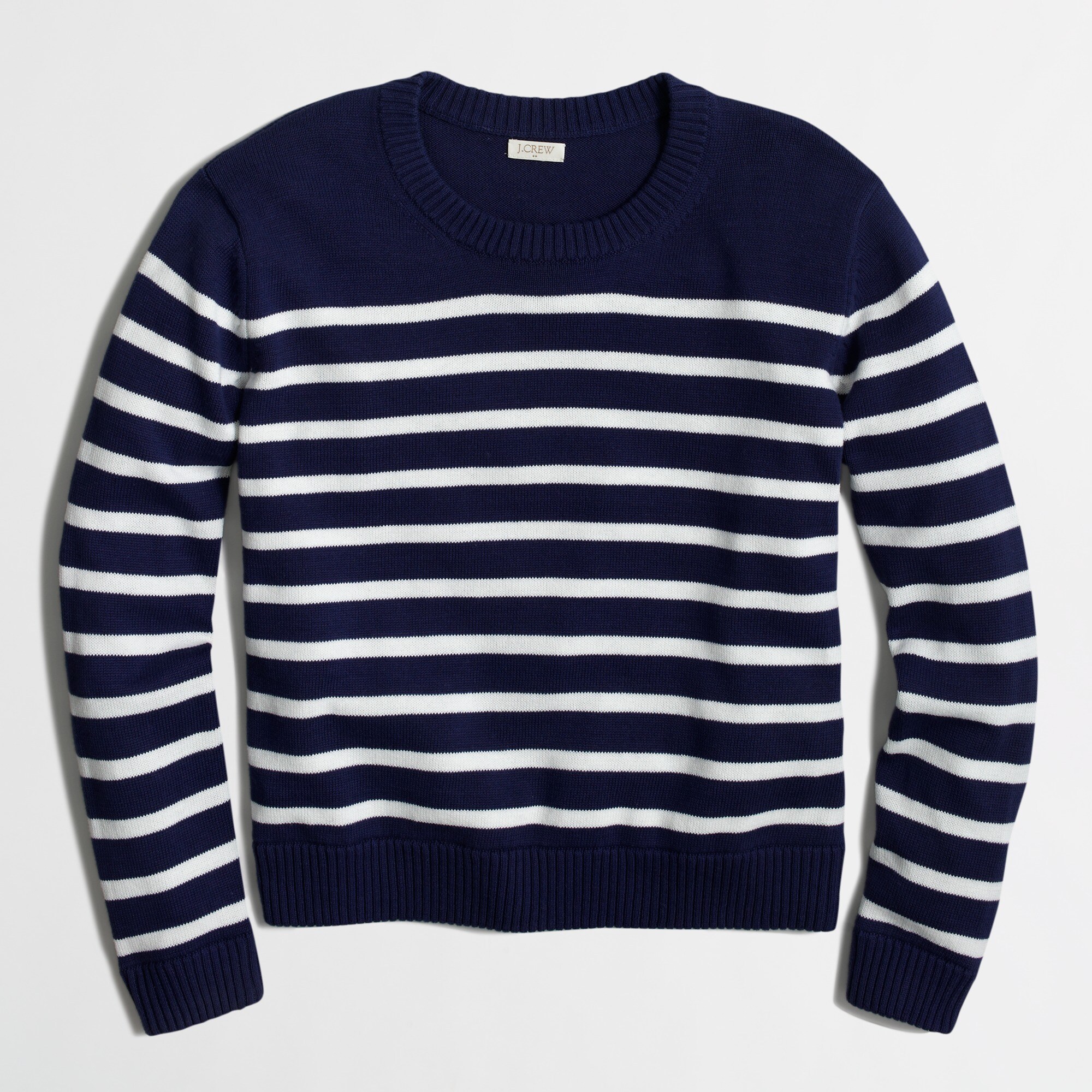 cropped cotton sweater in stripe for women