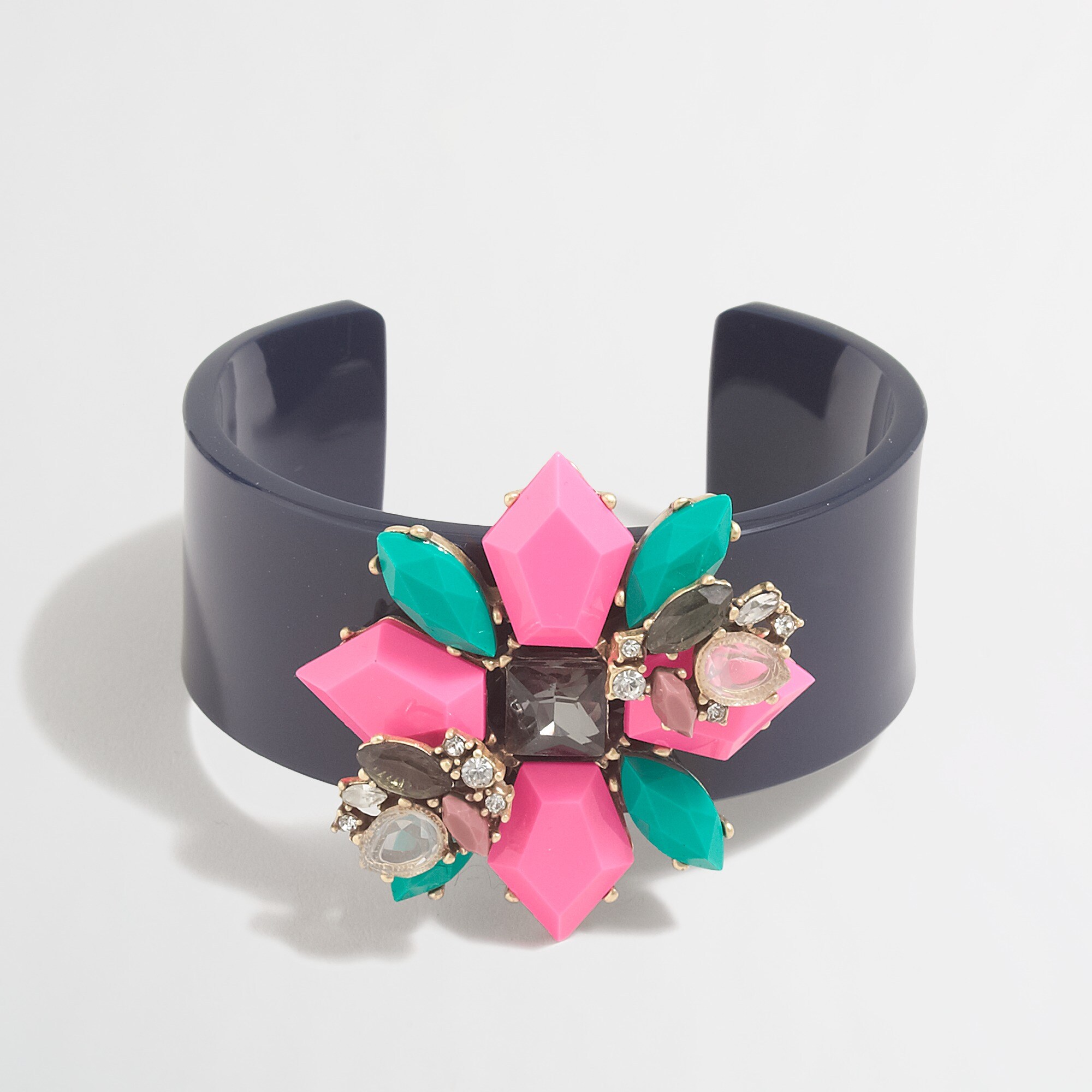 Floral gemstone cuff bracelet