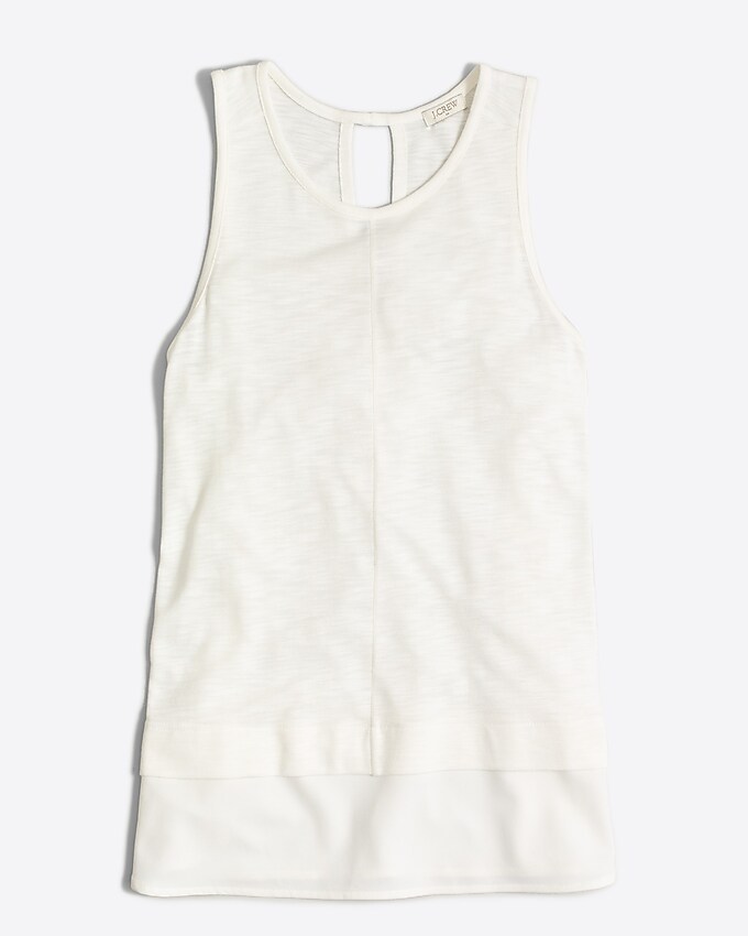 factory: drapey tank top with silky hem for women, right side, view zoomed