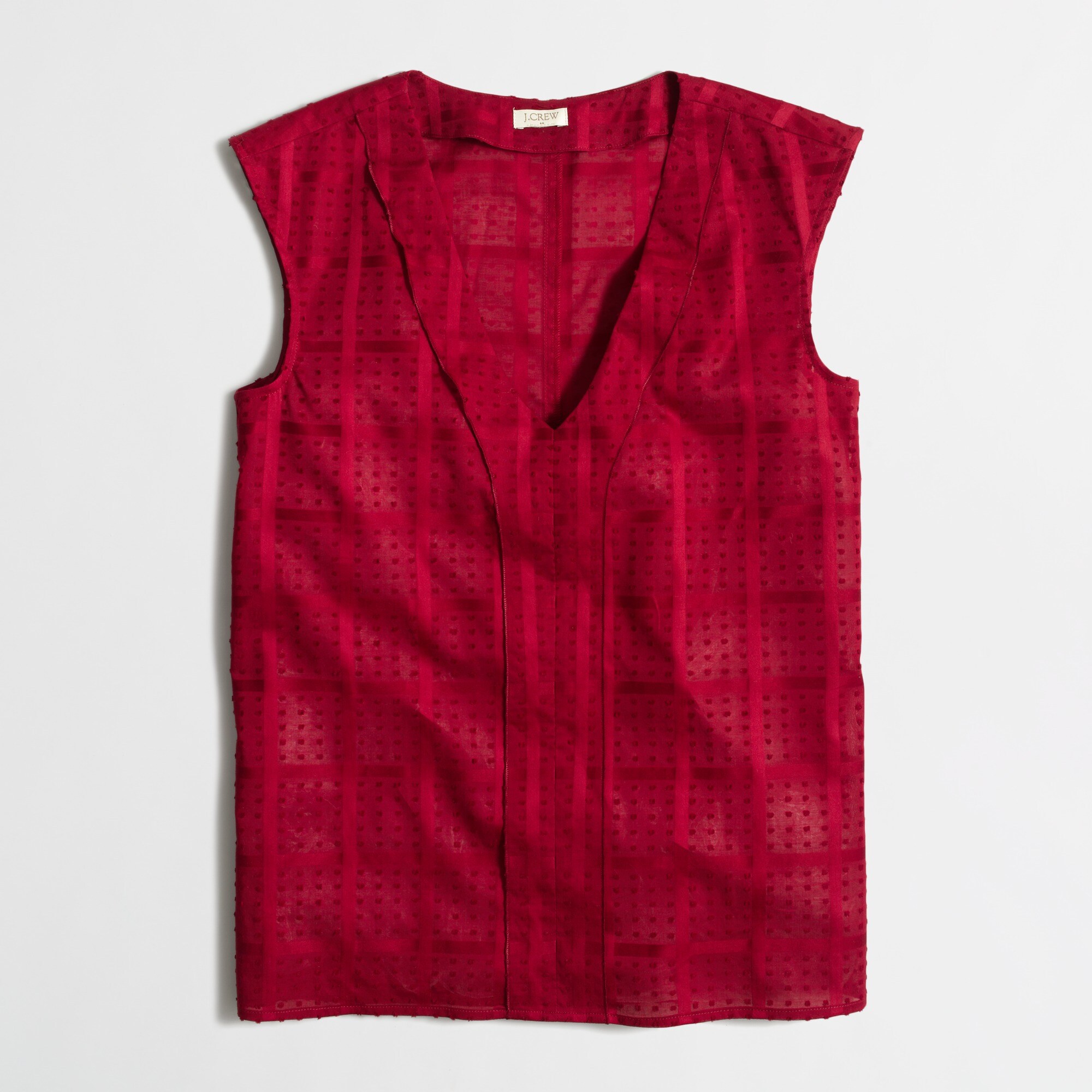 Sleeveless textured swiss-dot top