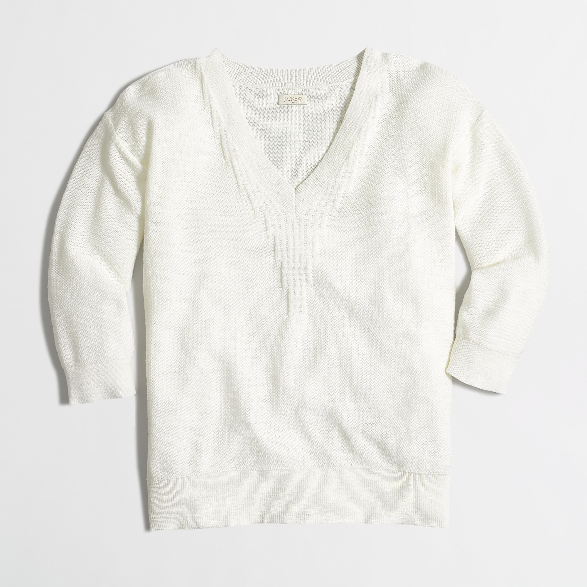 Three-quarter-sleeve chevron-stitch sweater