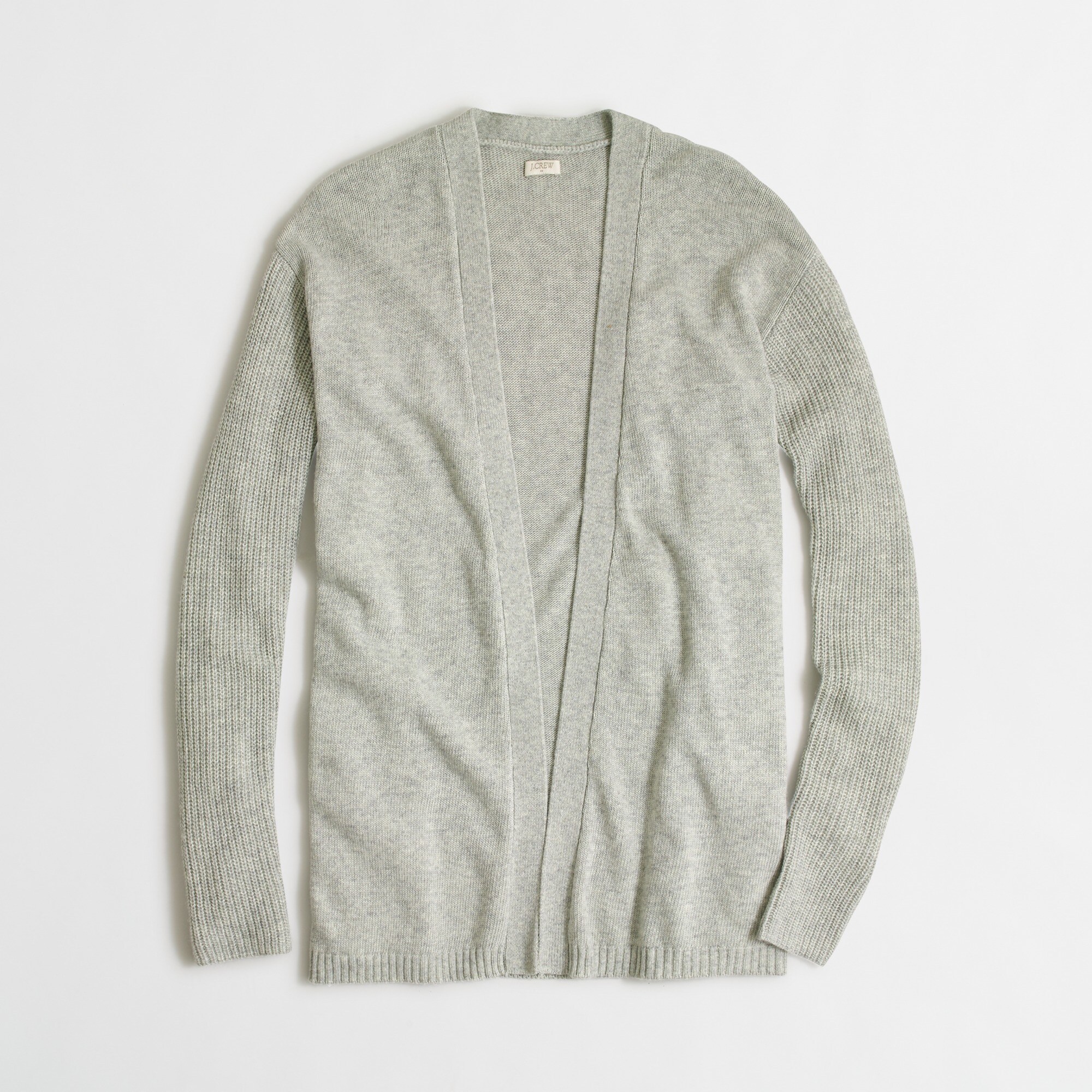 Warmspun cardigan sweater with ribbed sleeves